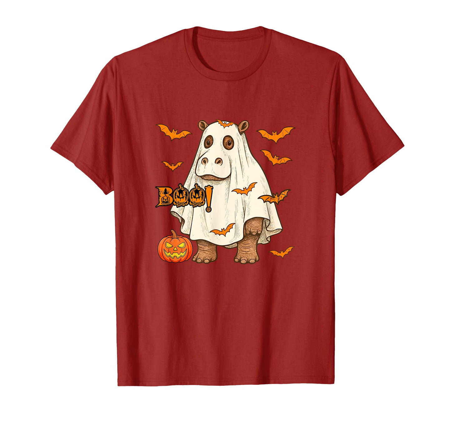 Boo Halloween Hippo Cosplay Ghost Costume Animal Lover T-Shirt