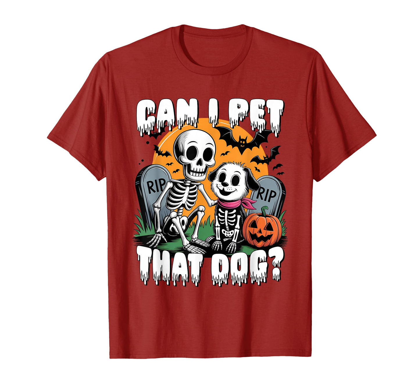 Halloween Skeleton Can I Pet That Dog T-Shirt
