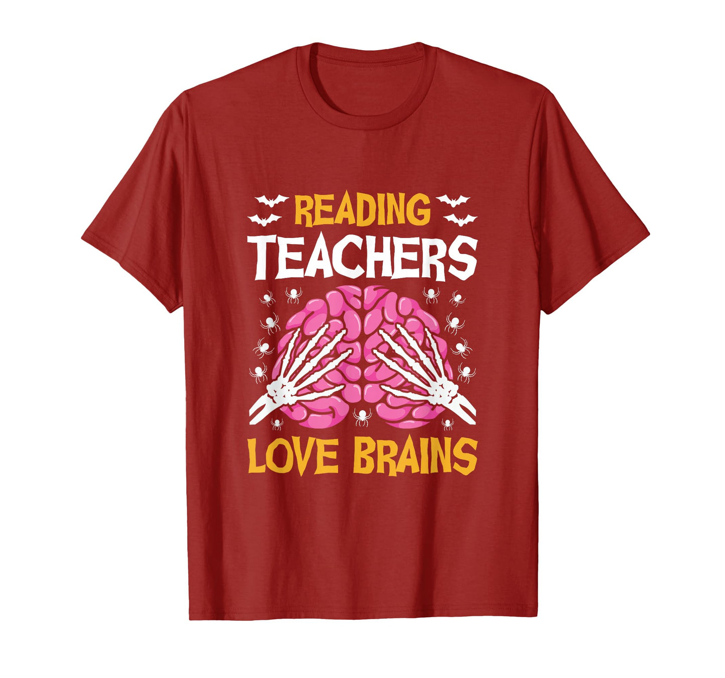 Reading Teacher Love Brains Funny Halloween School T-Shirt