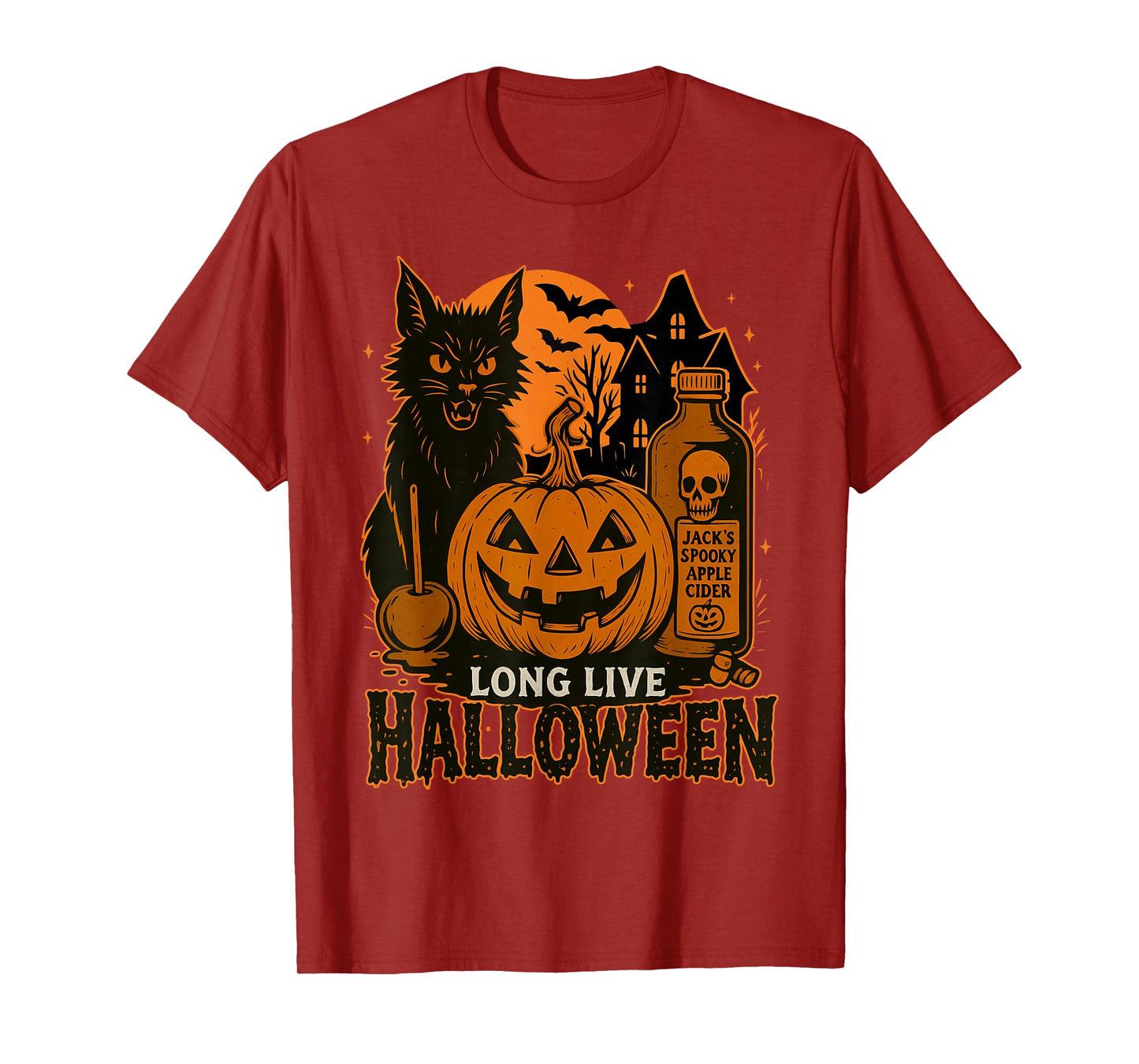 Long Live Halloween - Spooky Black Cat Halloween Cat Lover T-Shirt