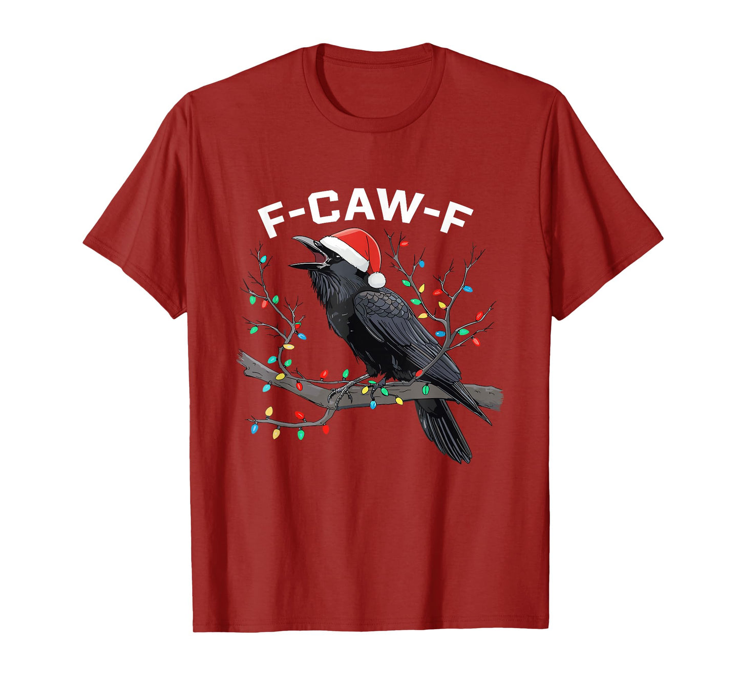 F-CAW-F Crow Raven Christmas Lights Dark Bird Crow Xmas T-Shirt