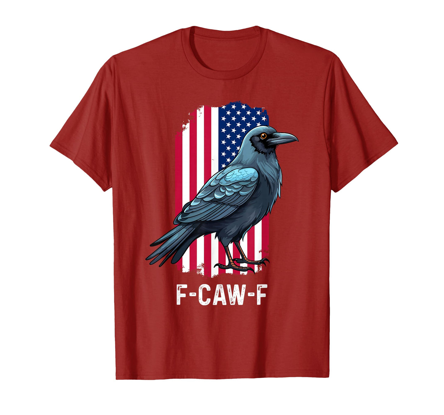 Funny F-Caw-F Crow FCAWF Patriotic Bird USA Flag T-Shirt