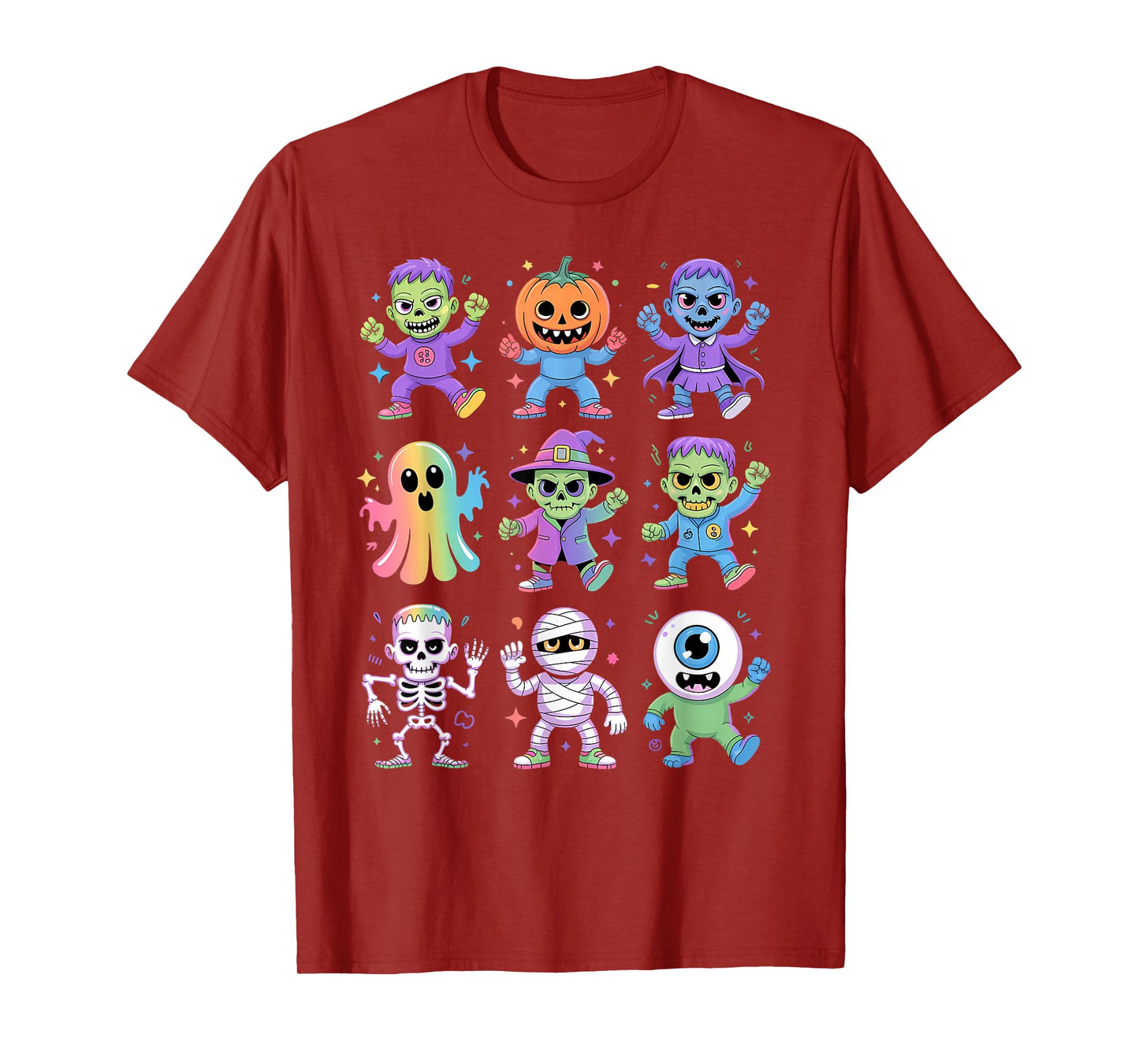 Cute Halloween Monsters Colorful Boys Skeleton Zombie Scary T-Shirt