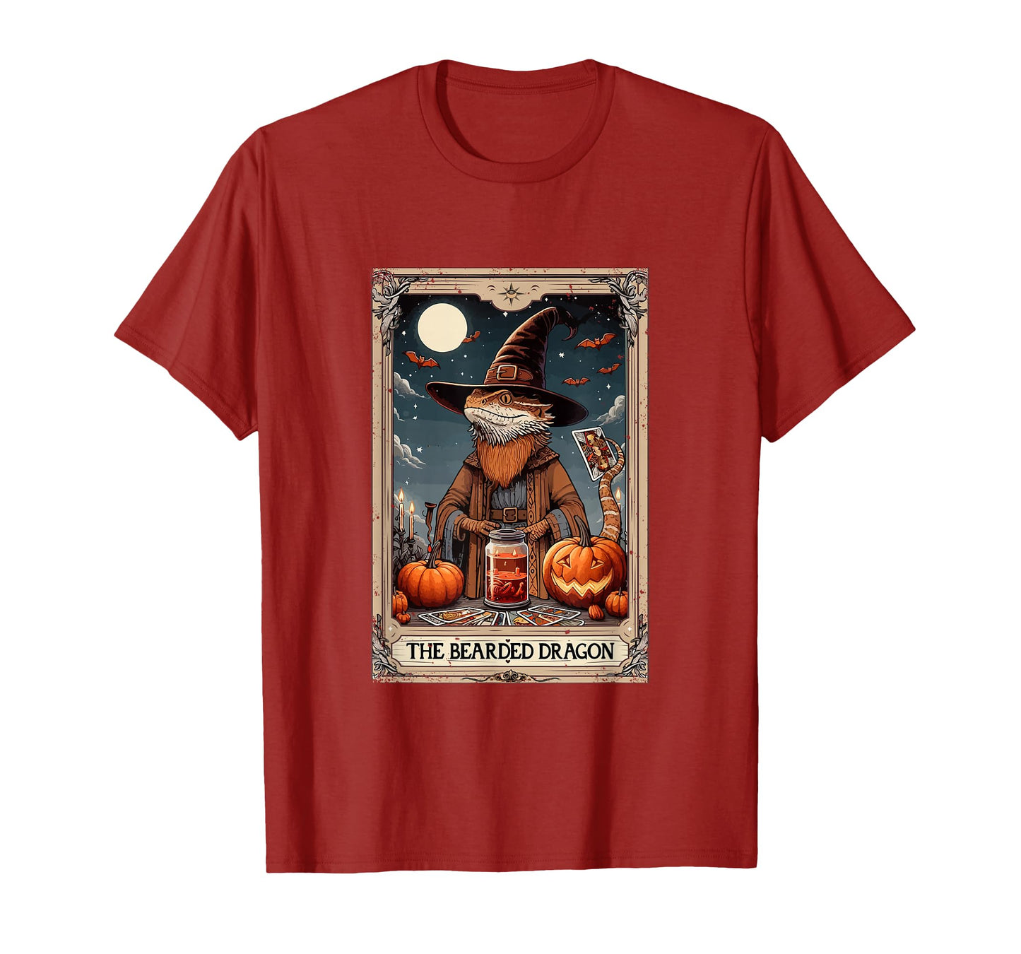 The Bearded Dragon Halloween Witch Cute Tarot Card Lover T-Shirt