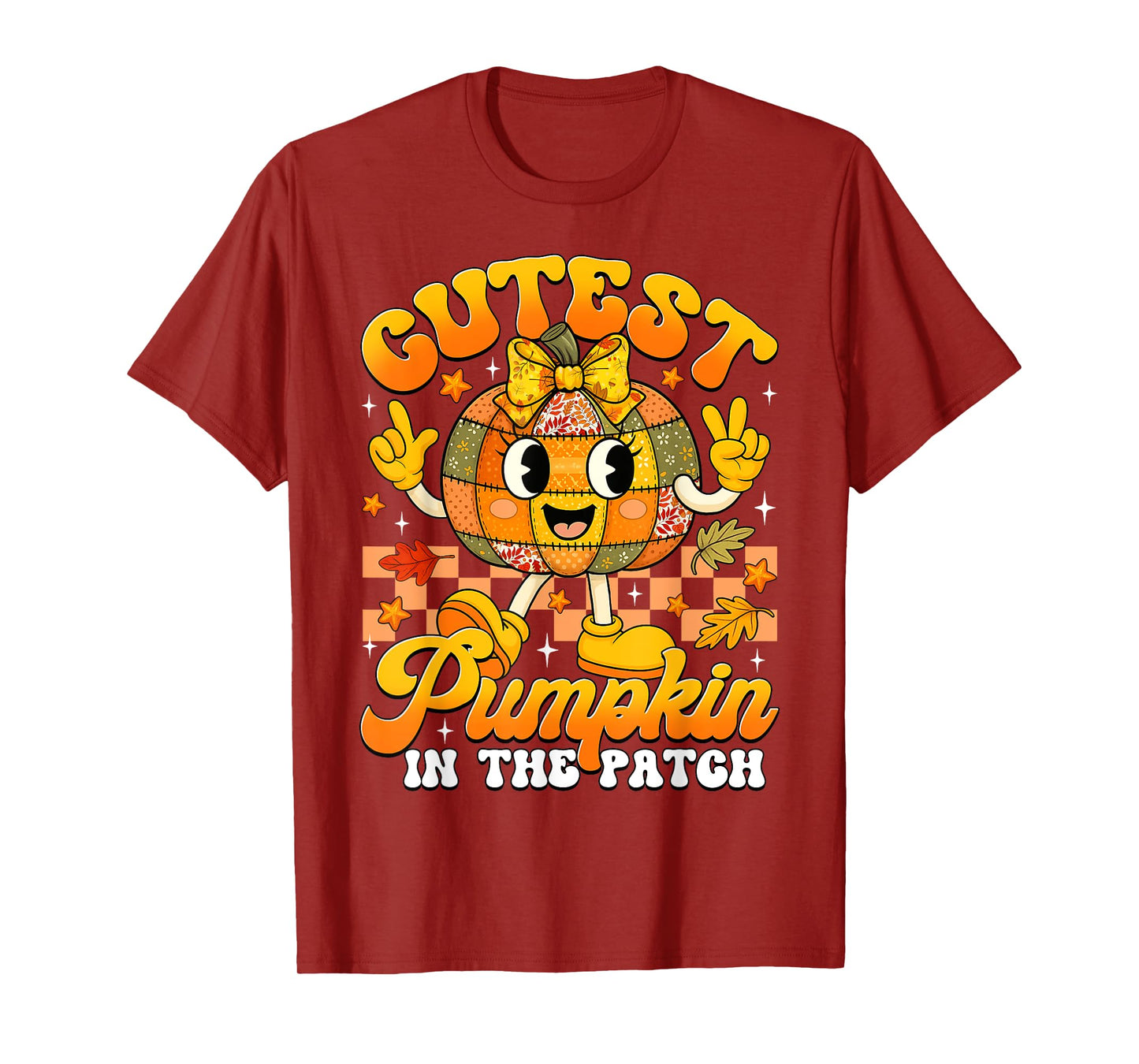 Autumn Patchwork Cutest Pumpkin in The Patch Halloween Girls T-Shirt
