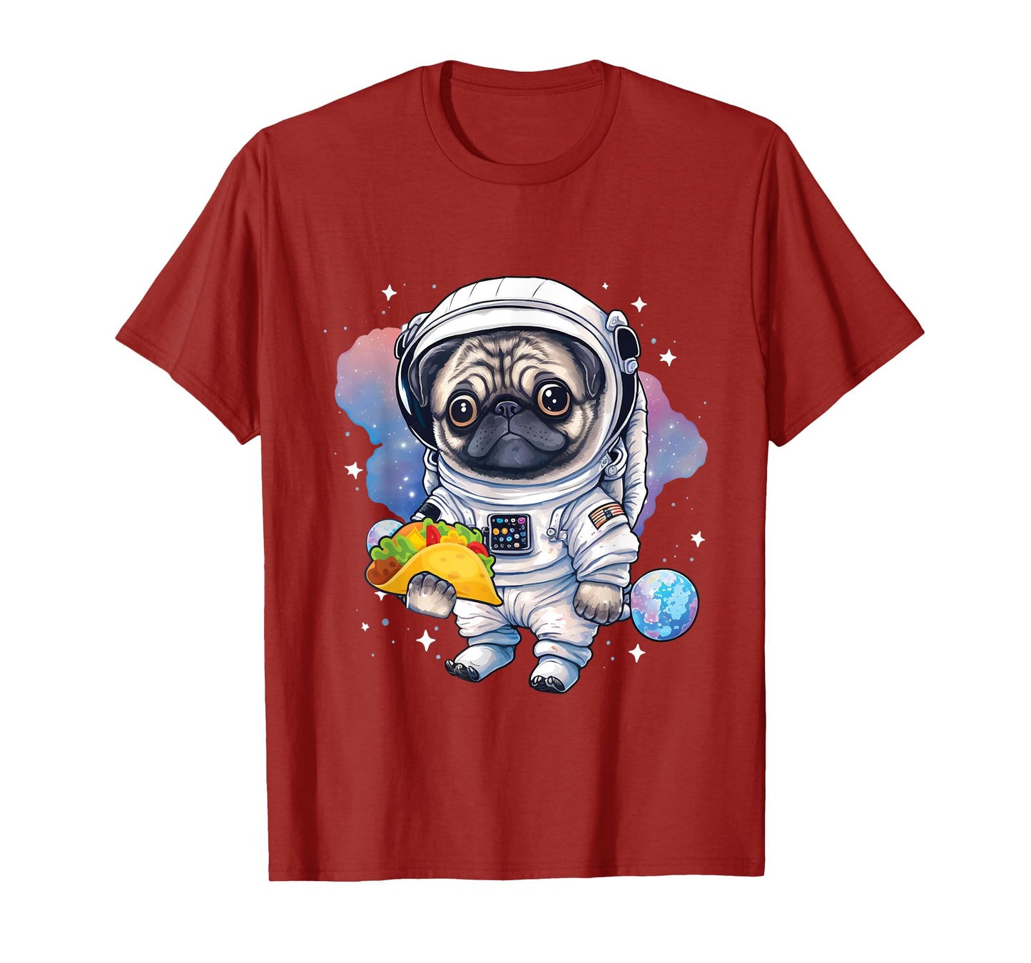 Astronaut Pug - Taco Lover Dog Owner Puppy Pet Trainer T-Shirt for Men Women Girls Kids