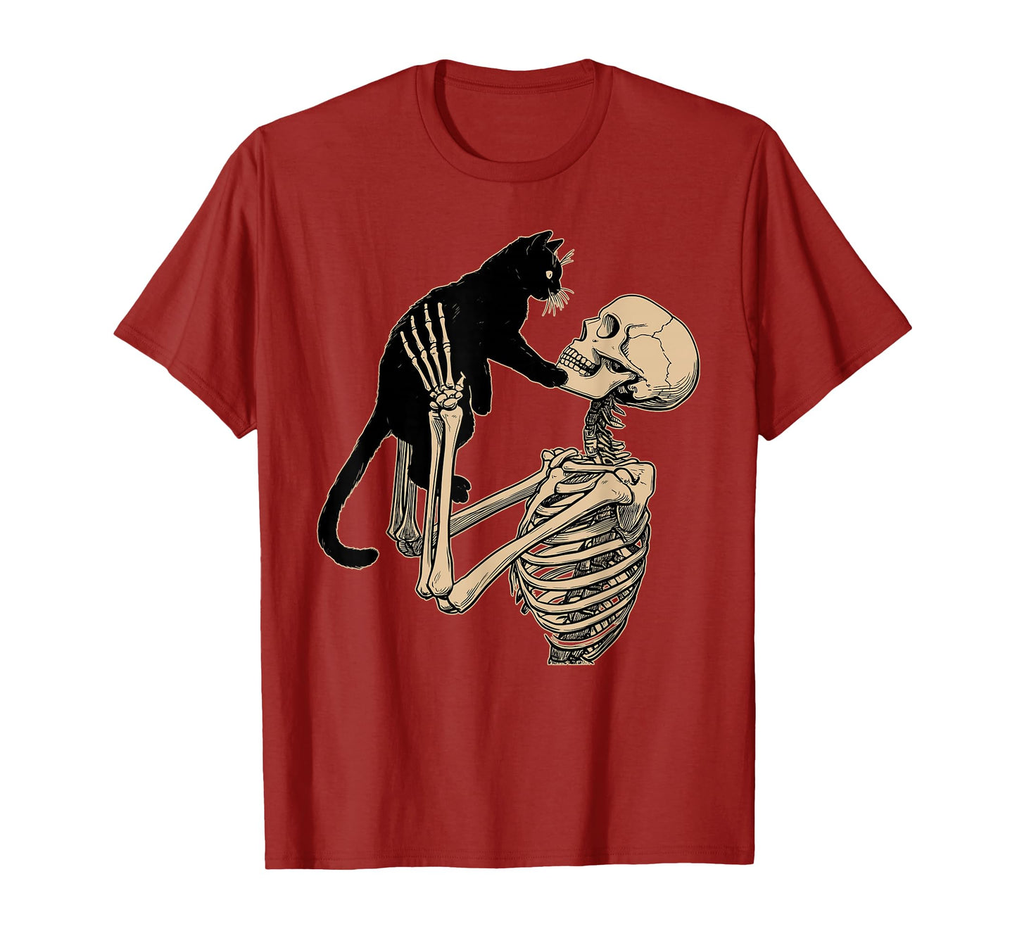 Vintage Halloween Cat Shirt - Cat Pumpkin Skeleton T-Shirt