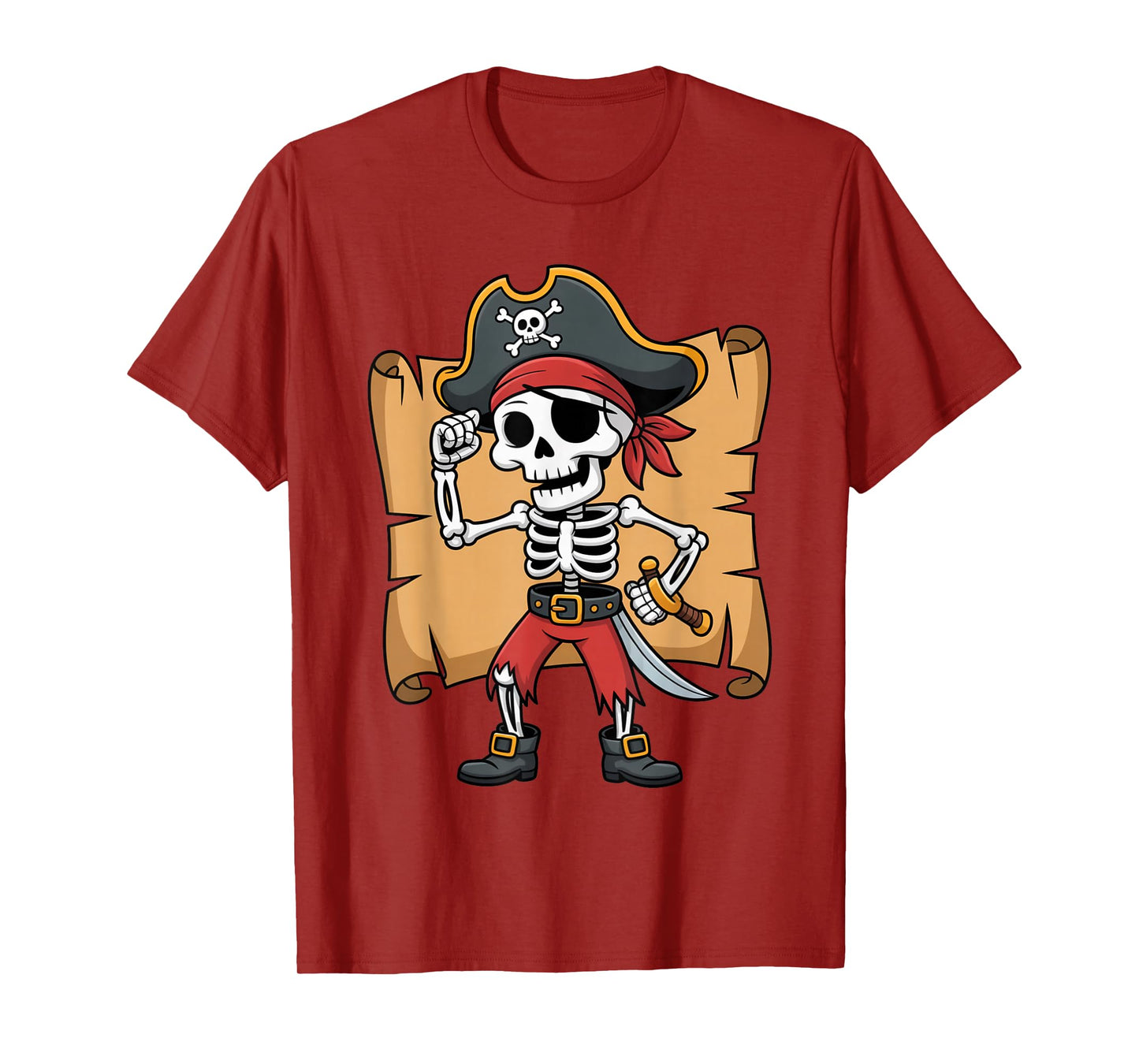 Funny Pirate Skeleton Halloween Costume Skull Jolly T-Shirt