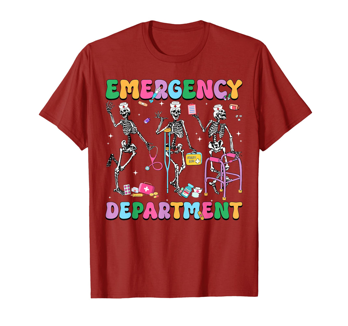 Groovy Er Nurse Funny Dancing Skeleton Emergency Department T-Shirt