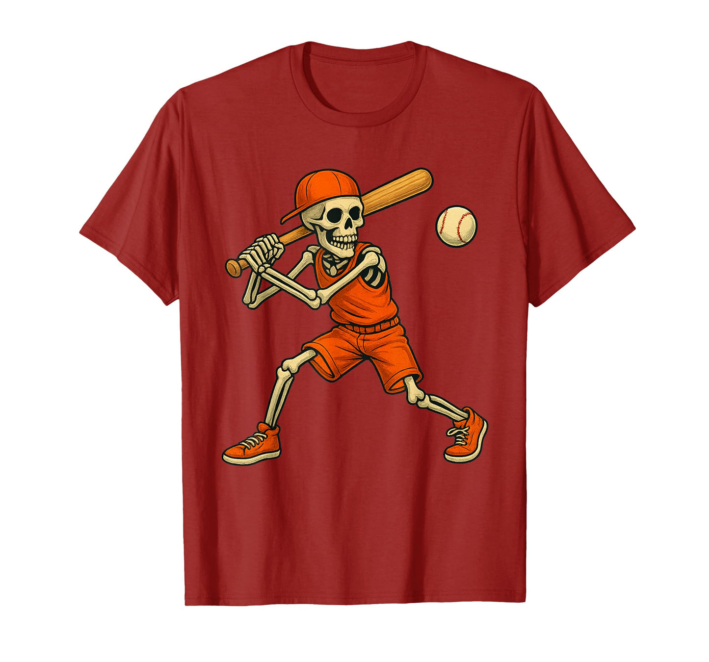 Baseball Skeleton Halloween Spooky Boys Baseball Player T-Shirt