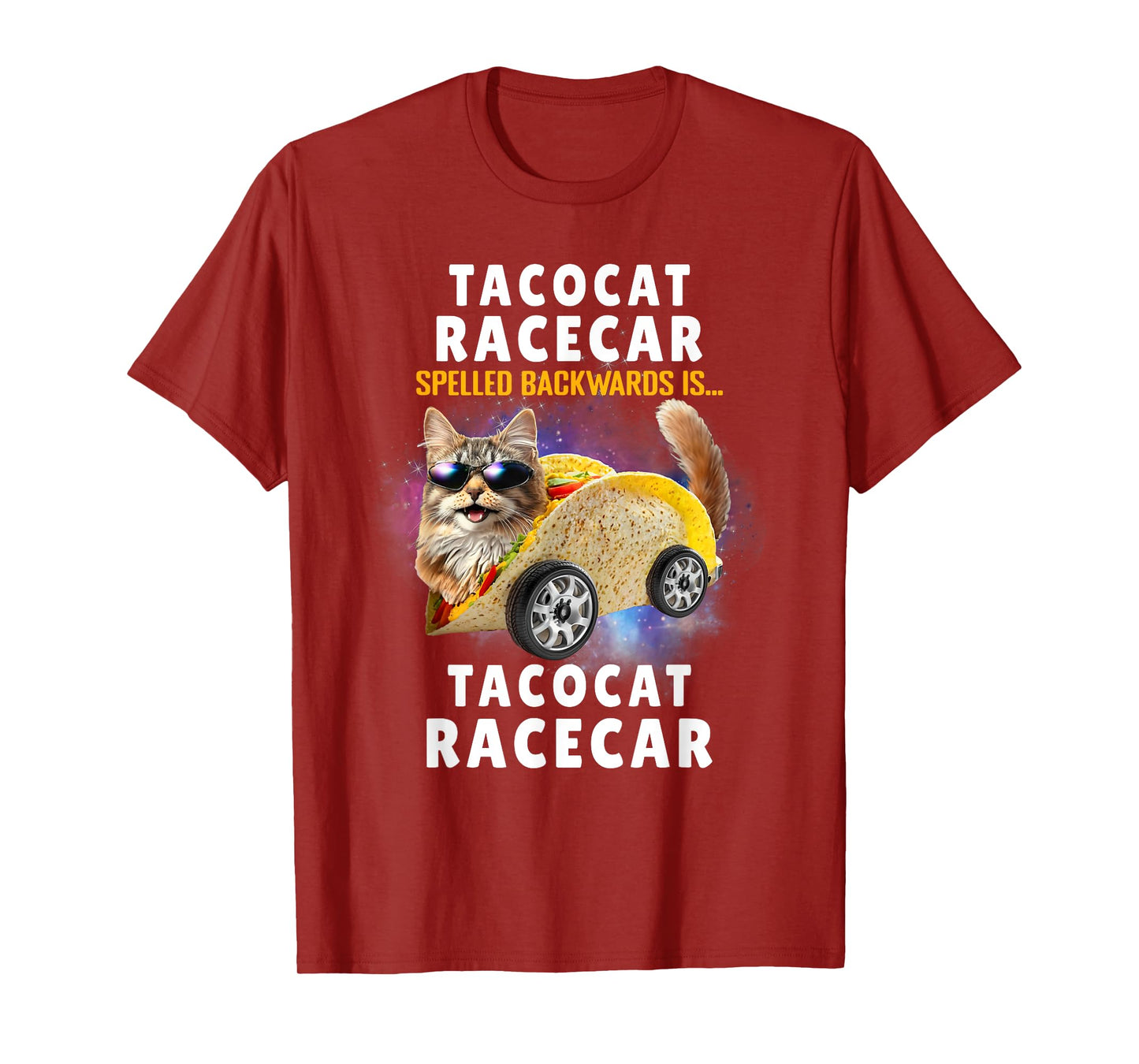 Tacocat Racecar Spelled Backwards Funny Mexican Car Taco Cat T-Shirt for Men Women Kids