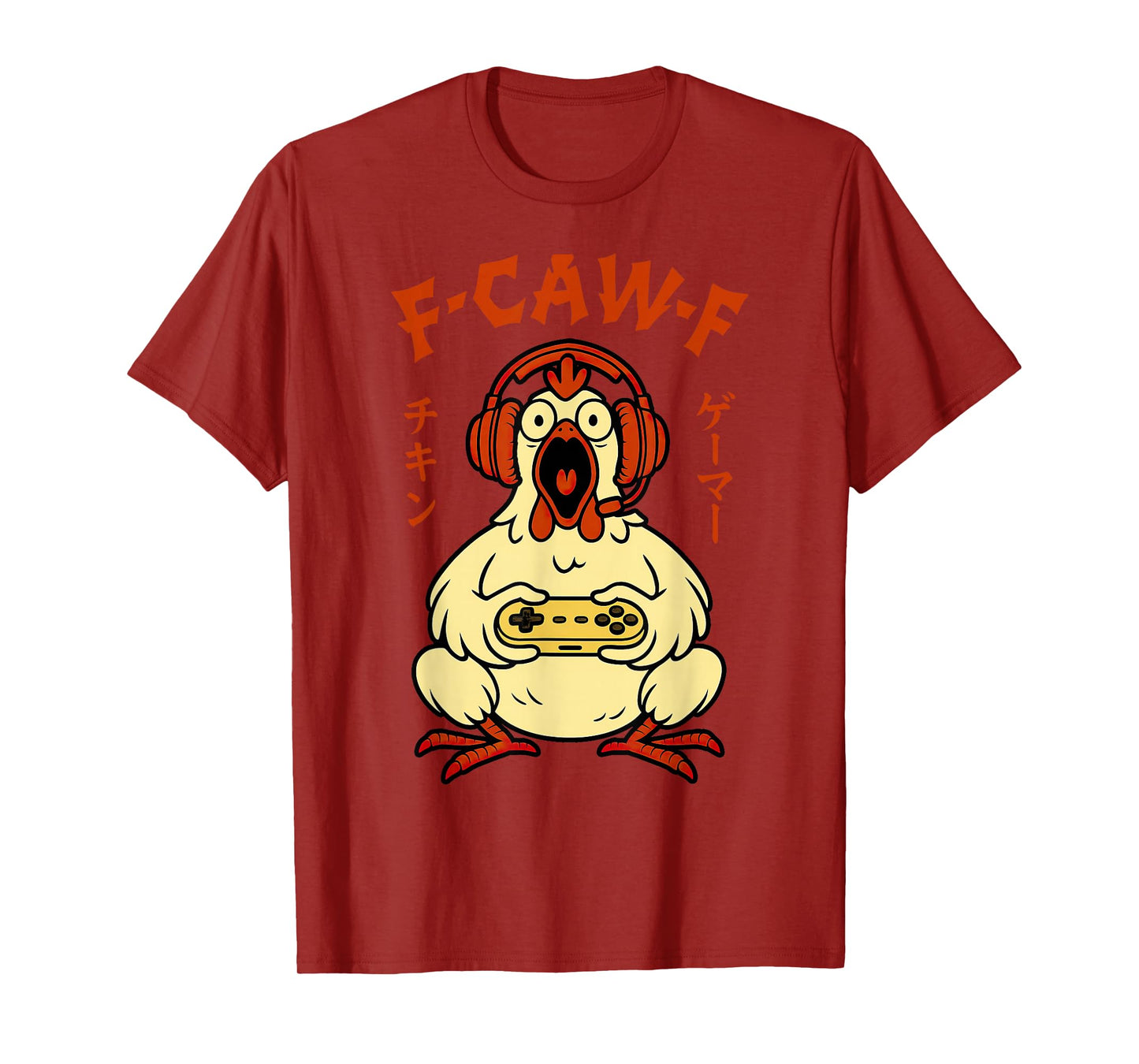 F-Caw-F Chicken Gamer Funny Graphic Tee Japanese Gaming Meme T-Shirt