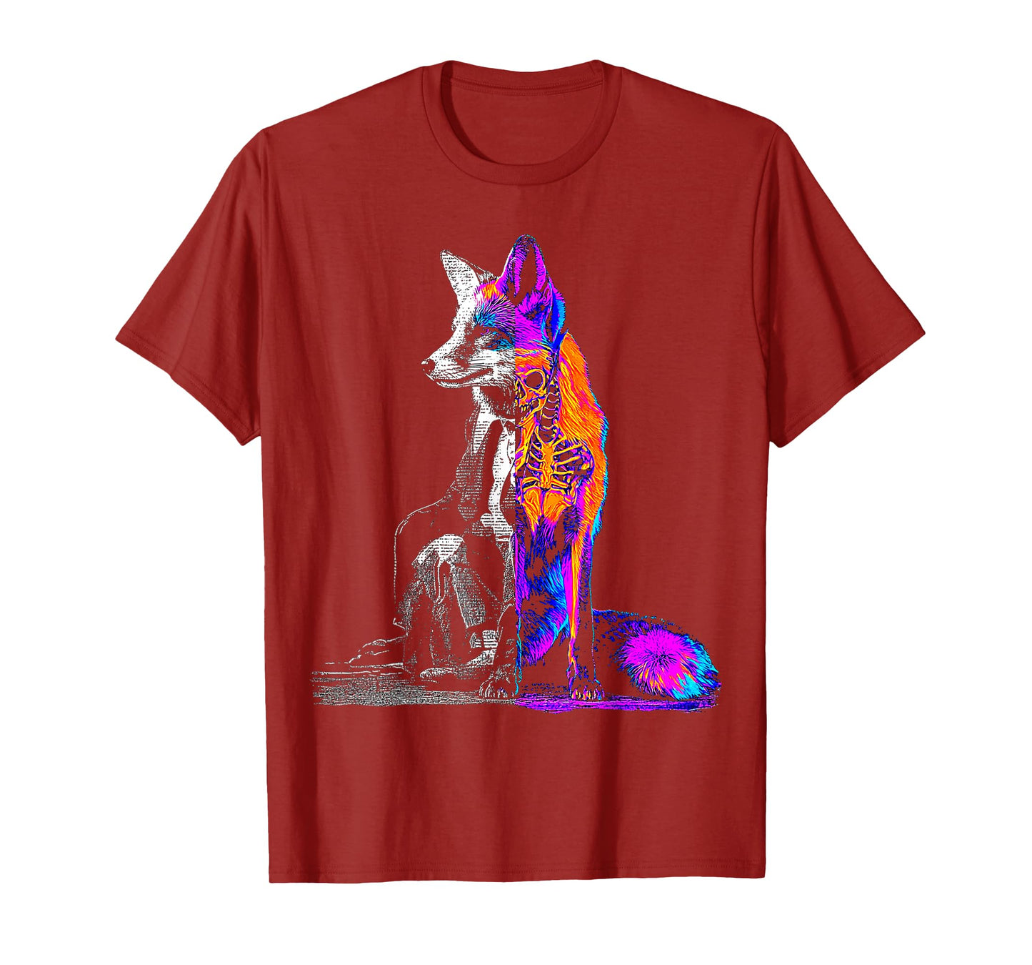 Halloween Fox Skeleton Drawing Animal Graphic Halloween T-Shirt