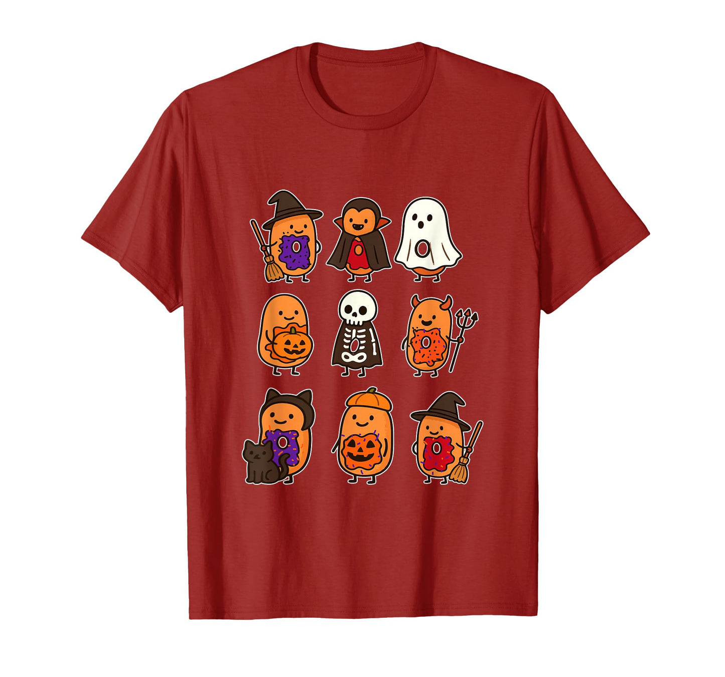 Group Donuts Cosplay Witch Boo Ghosts Halloween Food T-Shirt