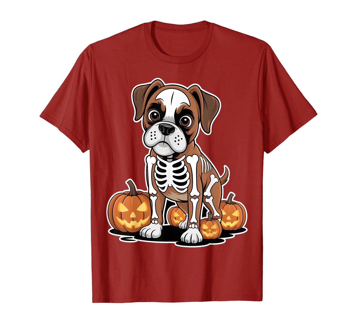 Boxer Dog Skeleton Halloween T-Shirt