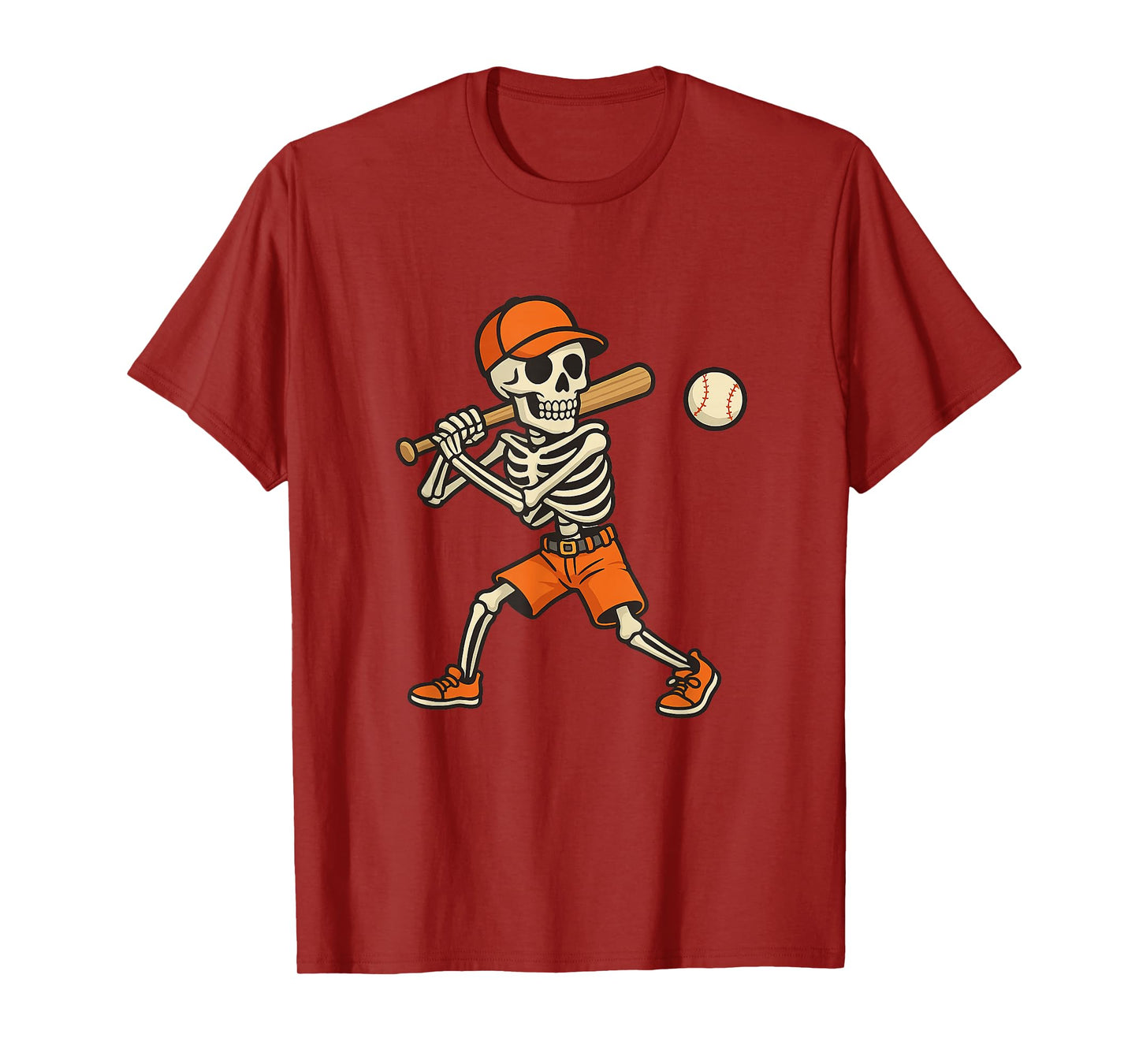 Halloween Baseball Skeleton Batter, Spooky Slugger Fall Ball T-Shirt