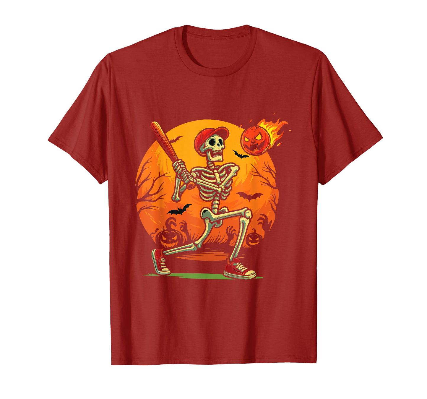 Baseball Skeleton Halloween Player Costume Tee T-Shirt
