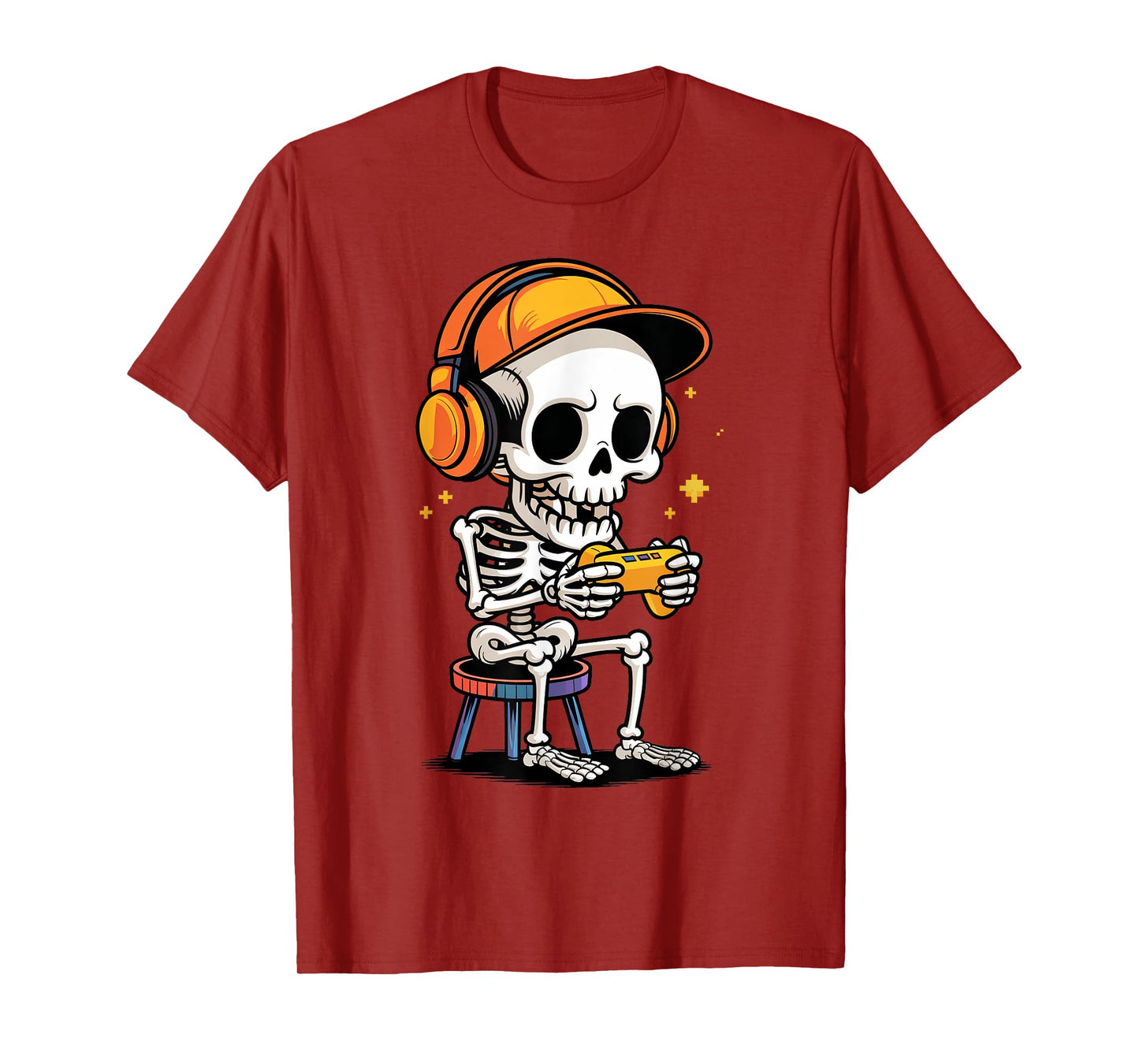 Funny Skeleton Gamer Halloween Playing Video Games Toddler T-Shirt