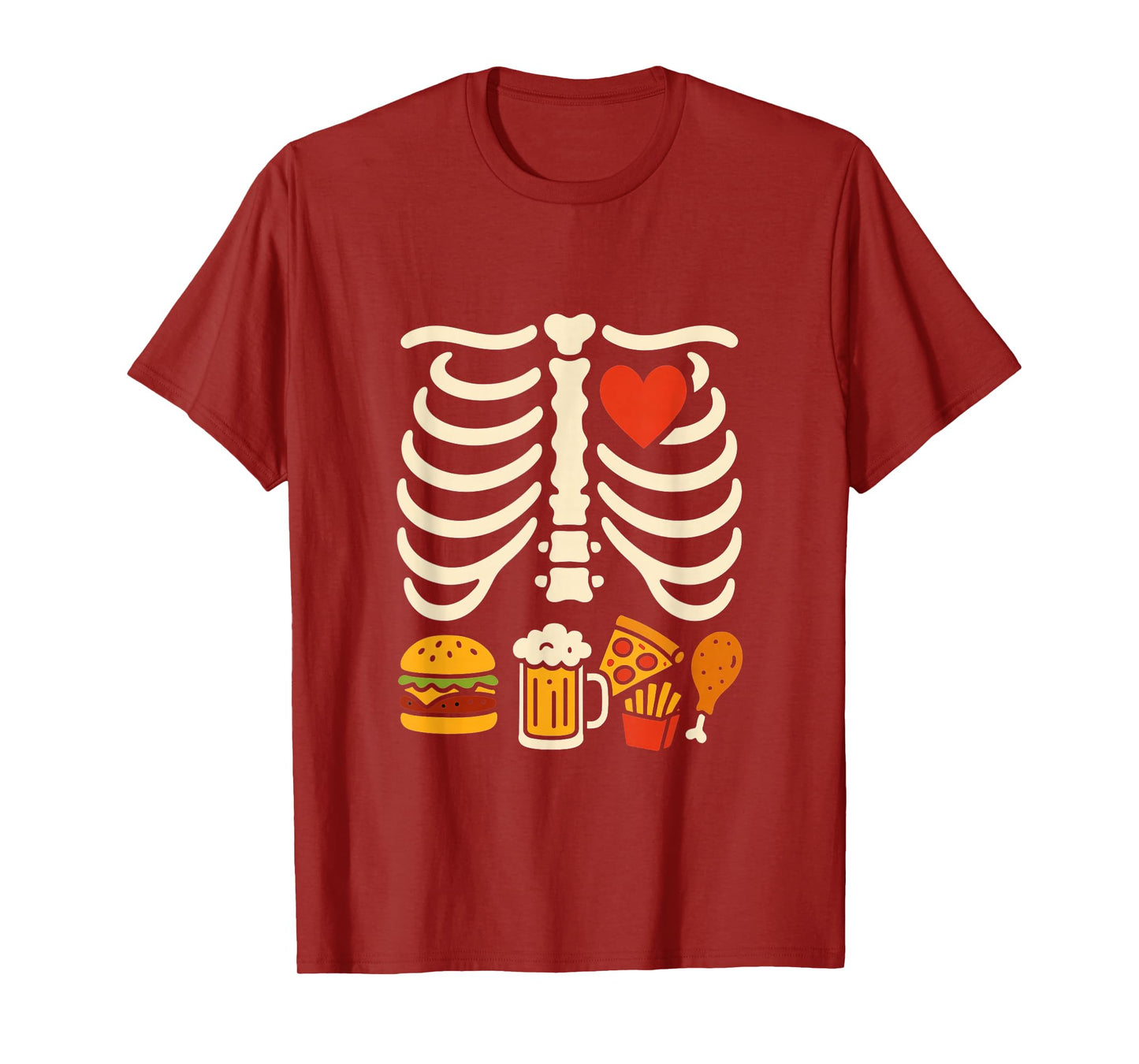 Beer Belly Skeleton Food Pregnancy Funny Halloween Dad T-Shirt