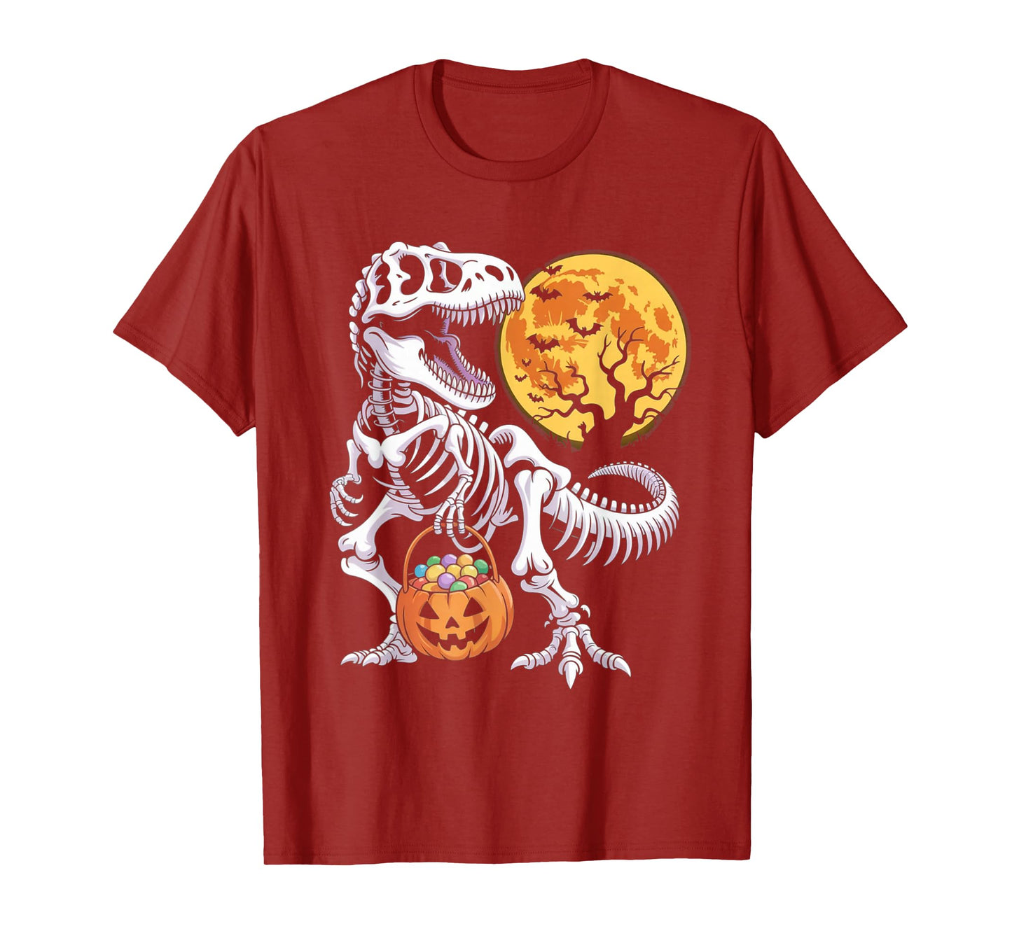 Halloween Boys Dinosaur Skeleton T rex Scary Pumpkin Spooky T-Shirt