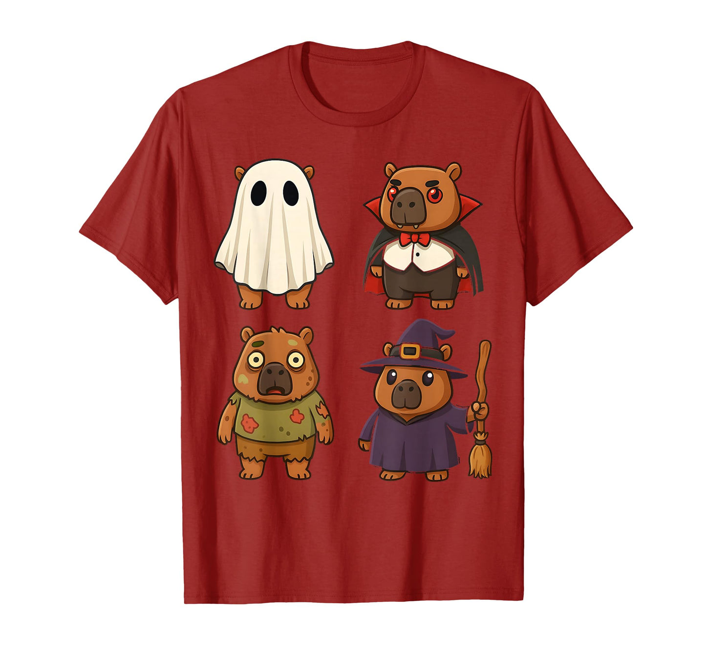 Funny Capybara Ghost Witch Zombie Halloween Costume Boys Gir T-Shirt