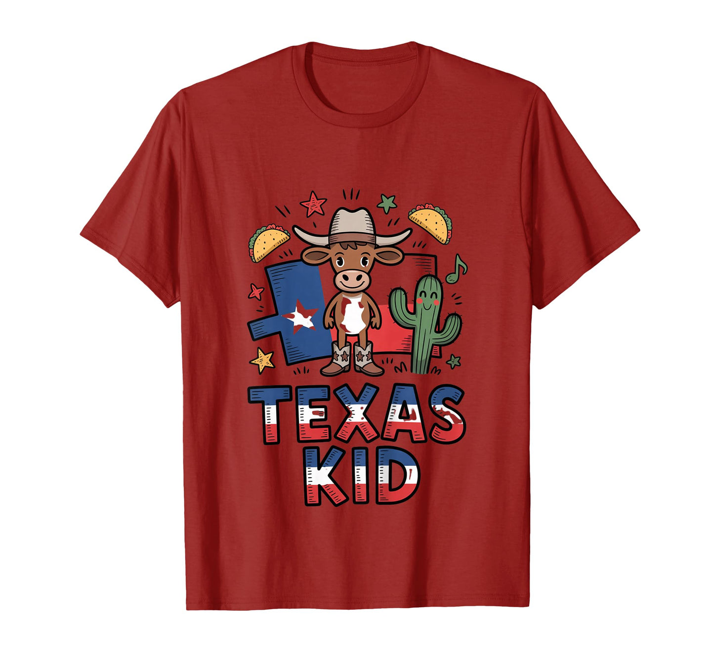 Texas Kid Cute Cow Design Western Theme Boys Kids T-Shirt