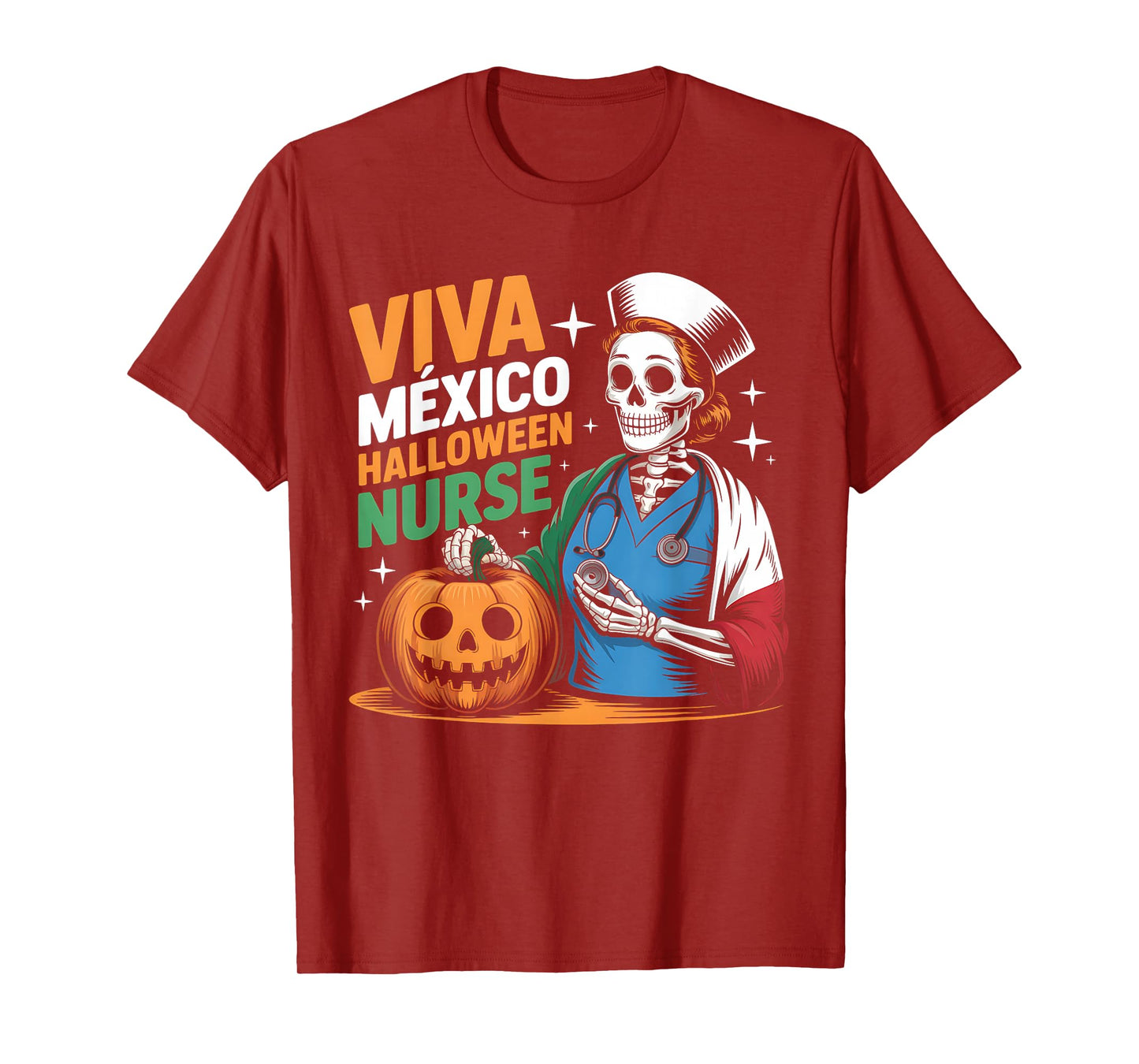 Viva Mexico Halloween Nurse Funny Mexican Nursing Skeleton T-Shirt