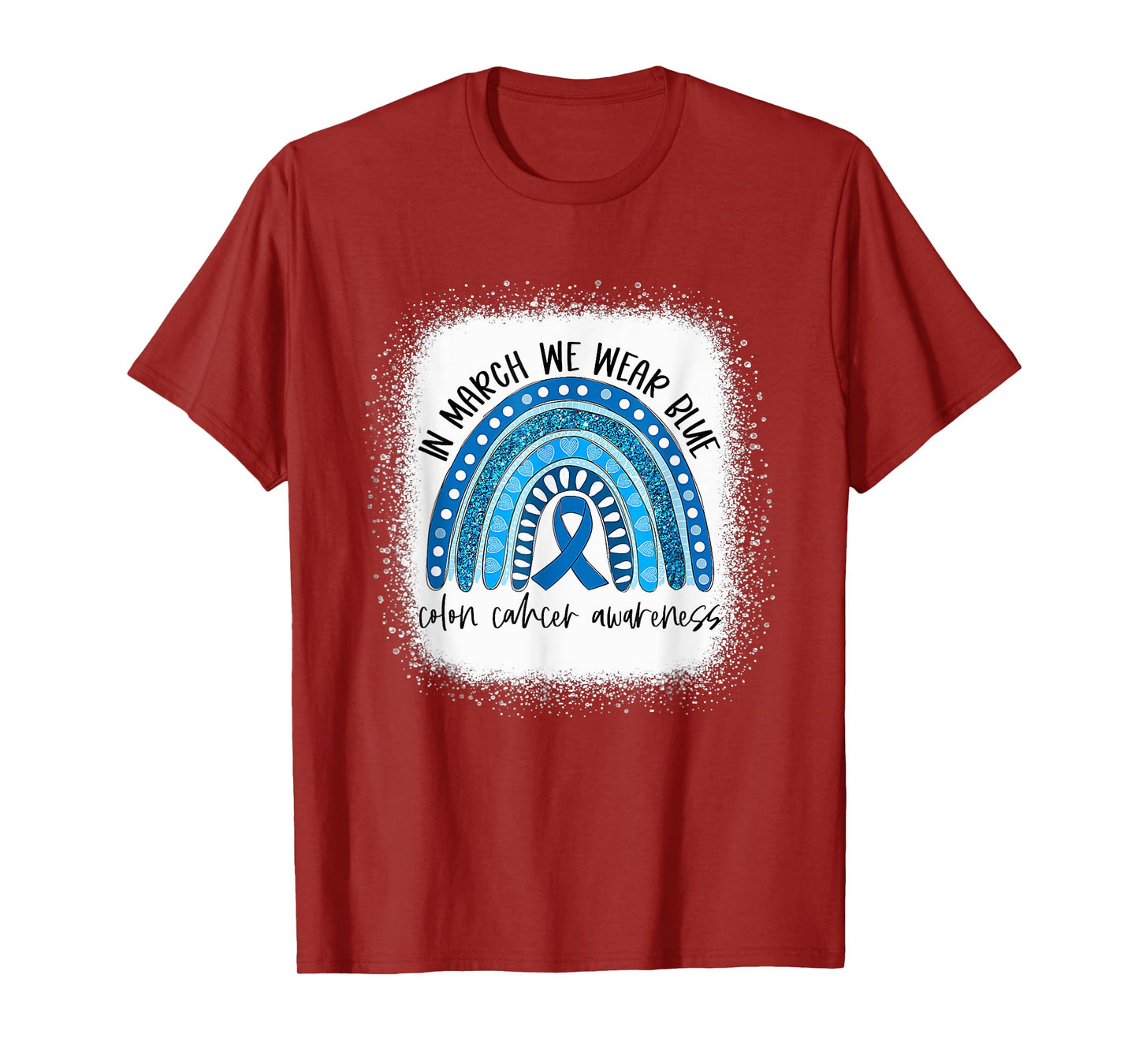 Rainbow In March We Wear Blue Colon Cancer Awareness Month T-Shirt