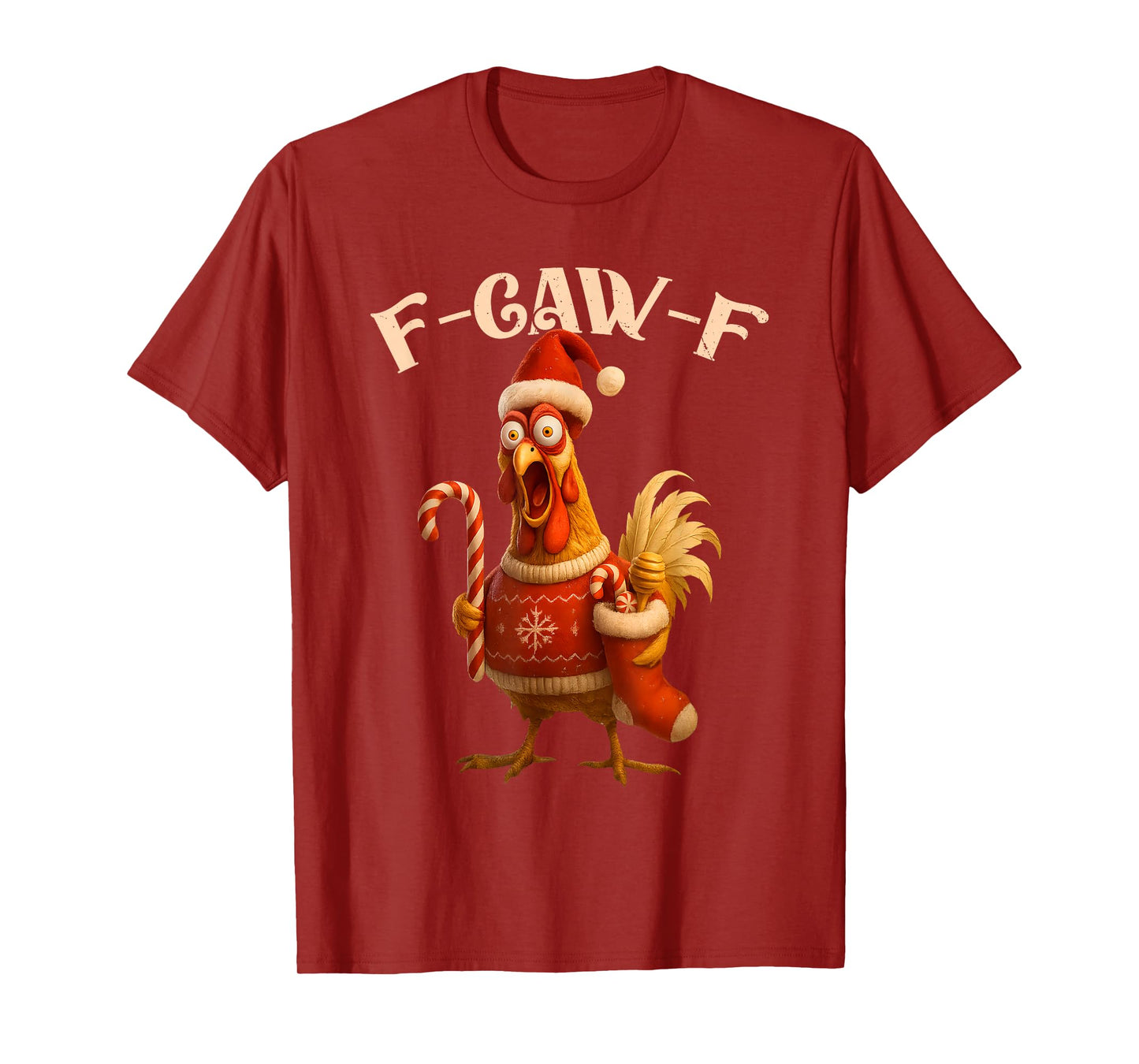 Merry F-Caw-F Chicken Rooster Xmas Christmas Pajamas Holiday T-Shirt