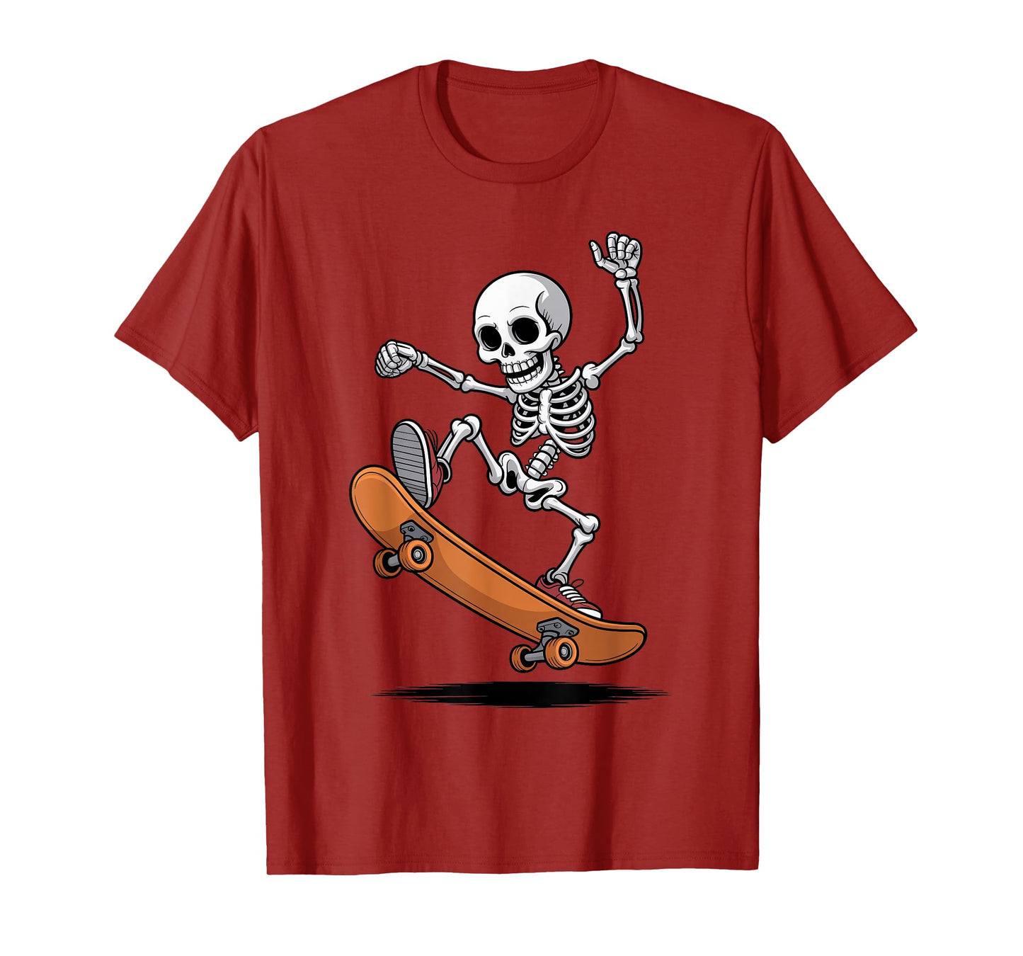 Skeleton Skateboarding Kids Halloween Costume Trick or Treat T-Shirt