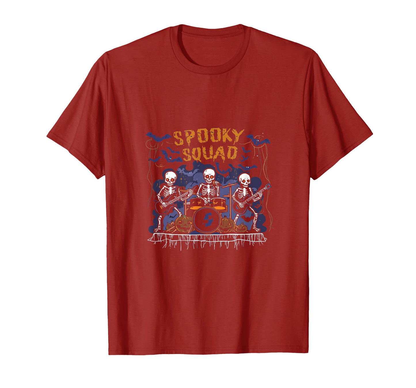 Spooky Sound Squad Skeleton Rock Band Halloween Tee T-Shirt
