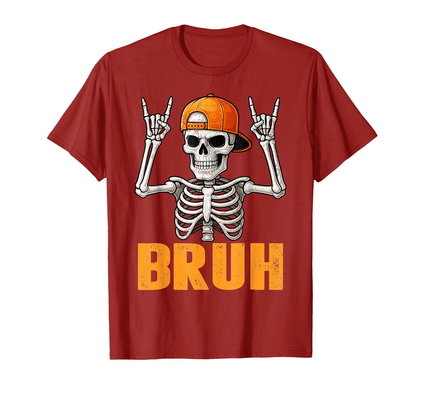 Bruh Punk Rock Skeleton Cool Rocker Halloween Men Boys Kids T-Shirt