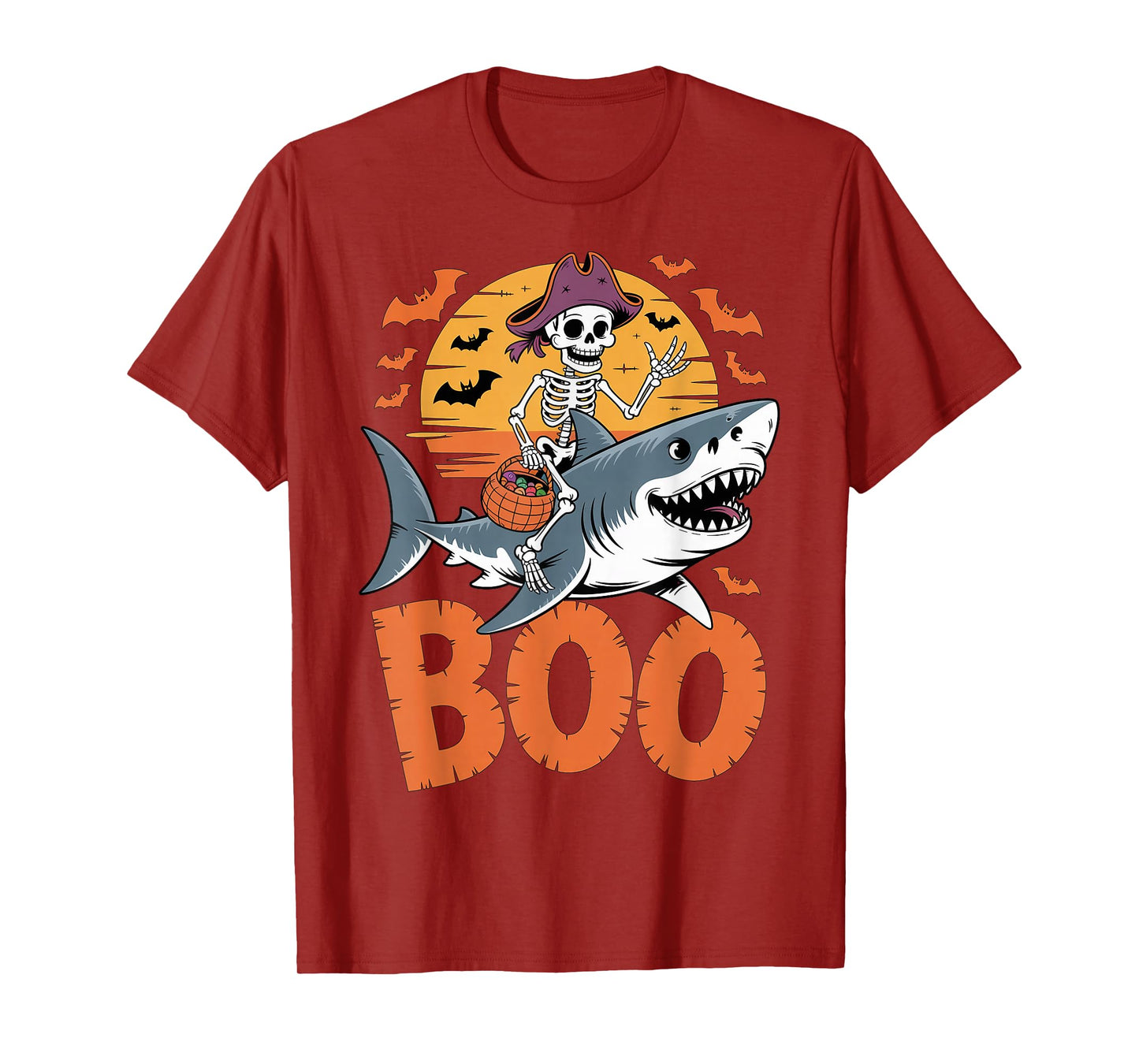 Spooky Shark Costume on Boo Great White Shark Halloween T-Shirt