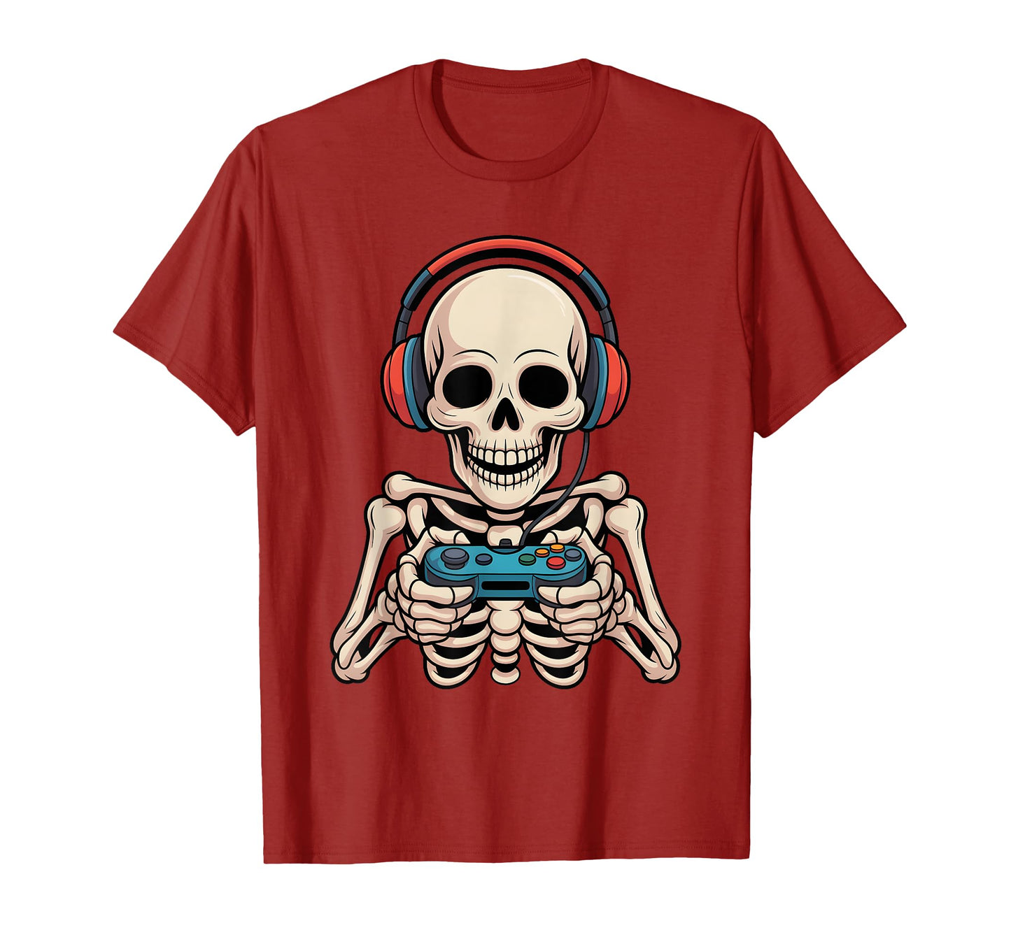 Skeleton Gamer Headphone Funny Halloween Gaming Boys Kids T-Shirt