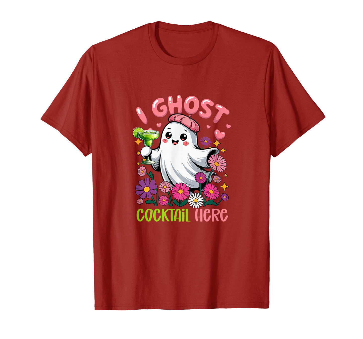 I Ghost Cocktail Here Halloween Floral Boo Drinking Cocktail T-Shirt