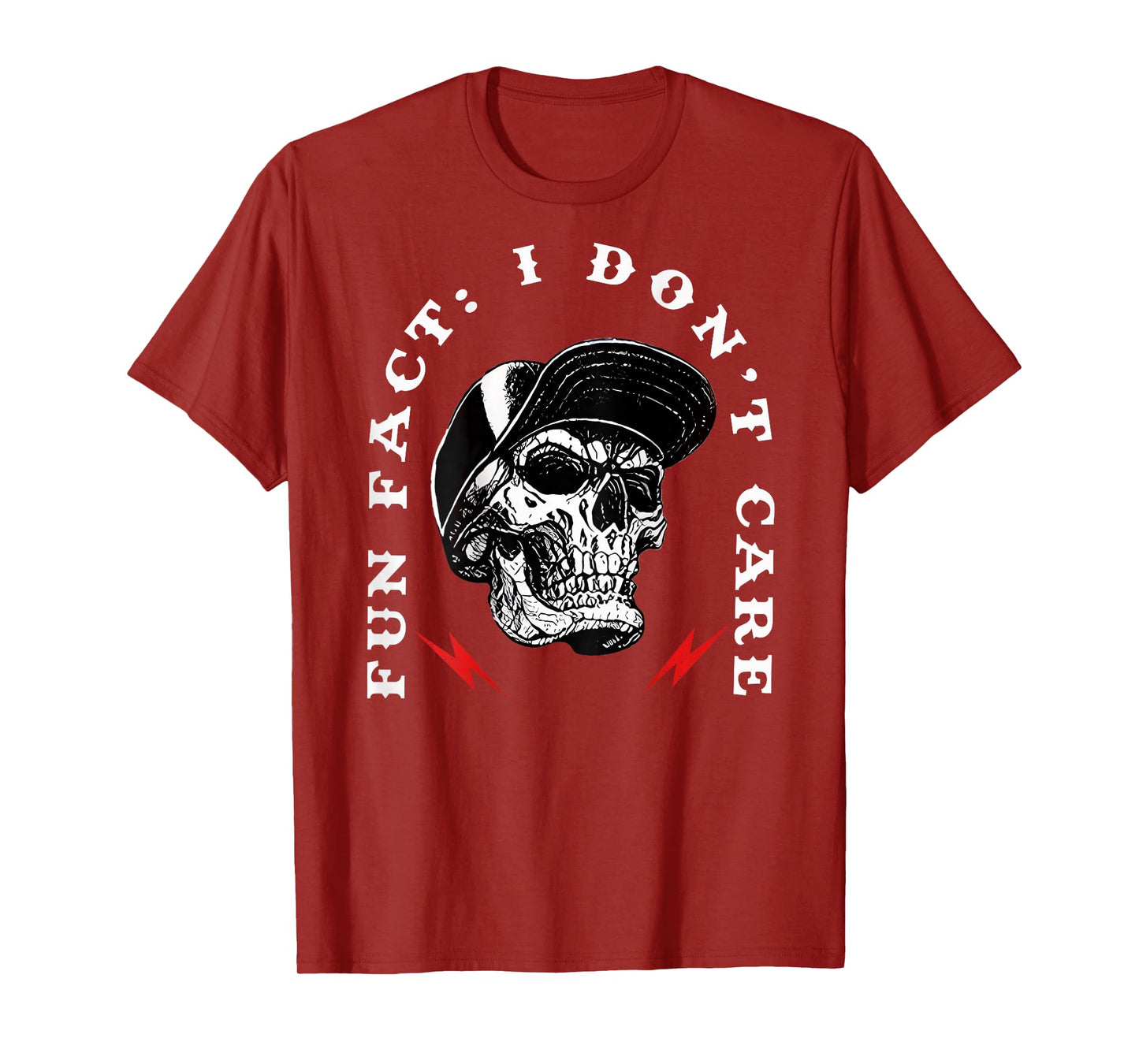 Fun Fact I Don't Care Funny Skeleton Sarcastic (ON Back) T-Shirt