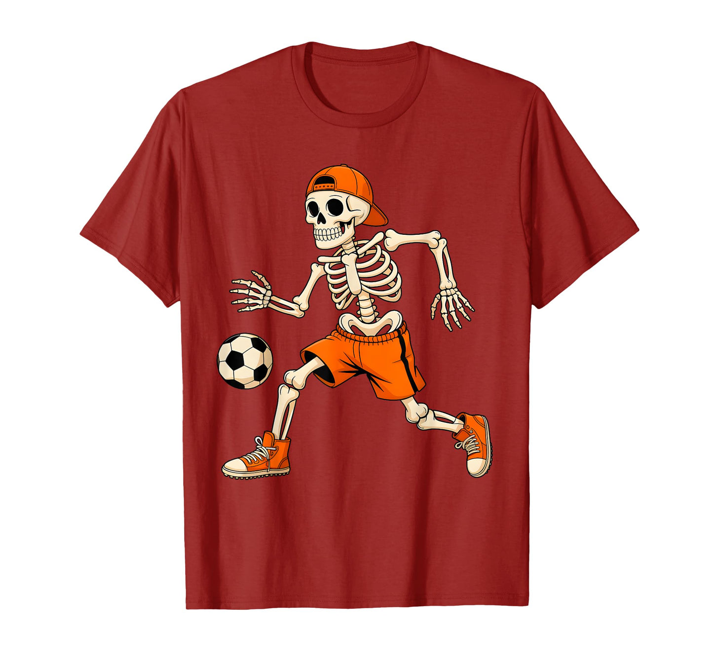 Funny Skeleton Play Soccer Halloween Costume Boys Men Kids T-Shirt
