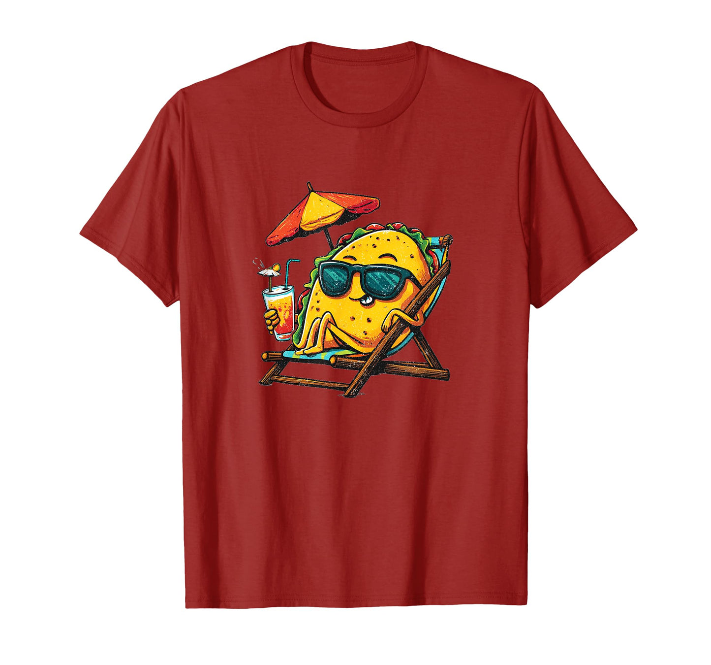 Funny Taco in Beach Chair for Vacation Tacos Lovers T-Shirt