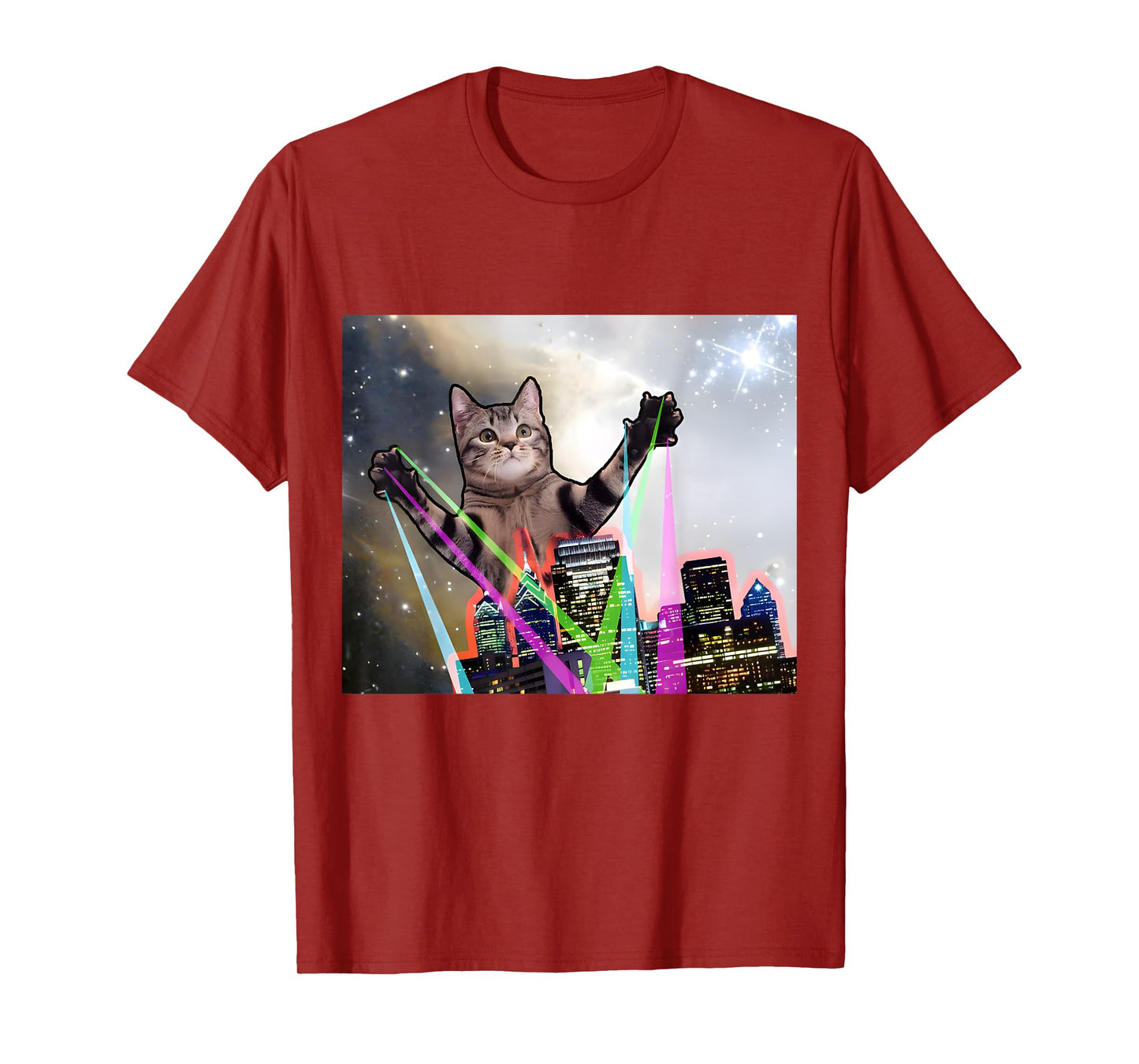 Laser Eyes Space Cat Funny Laser Cat Cute Space Cat Kitten T-Shirt