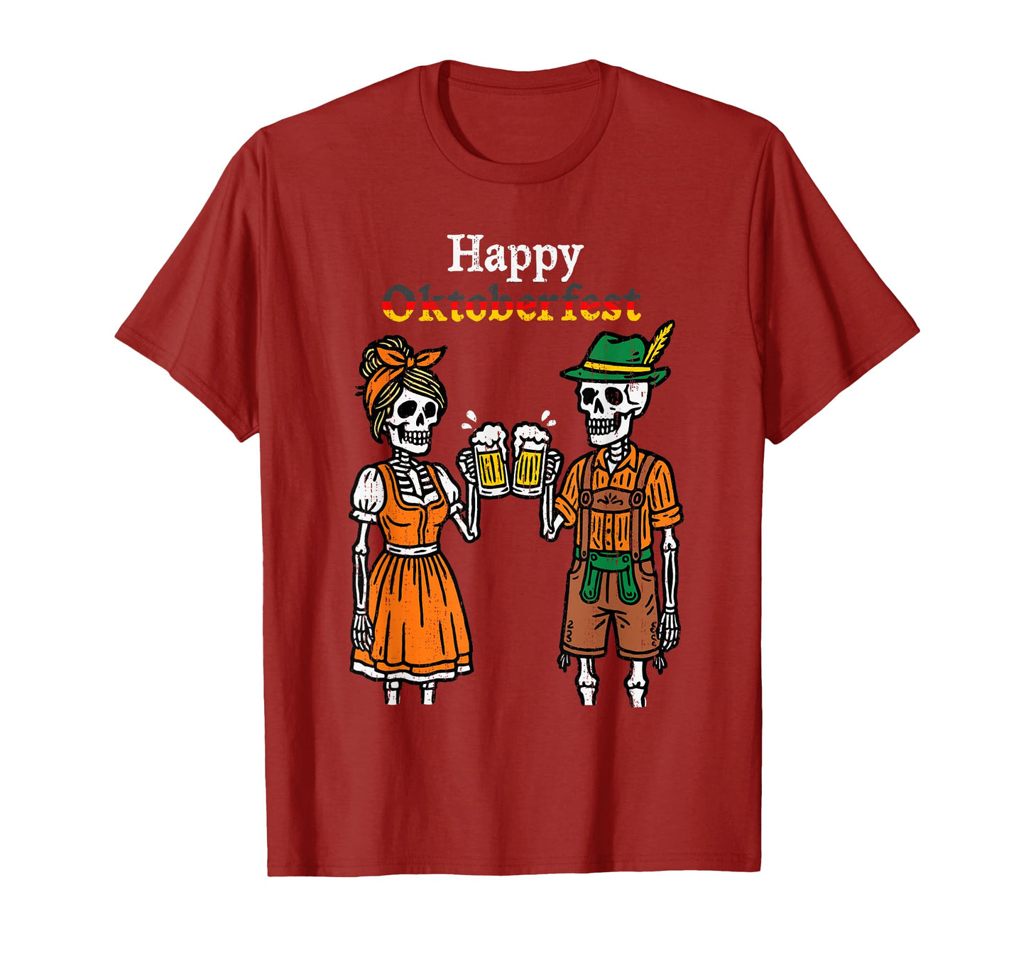 Happy Oktoberfest Lederhosen Skeleton Drinking Beer Festival T-Shirt