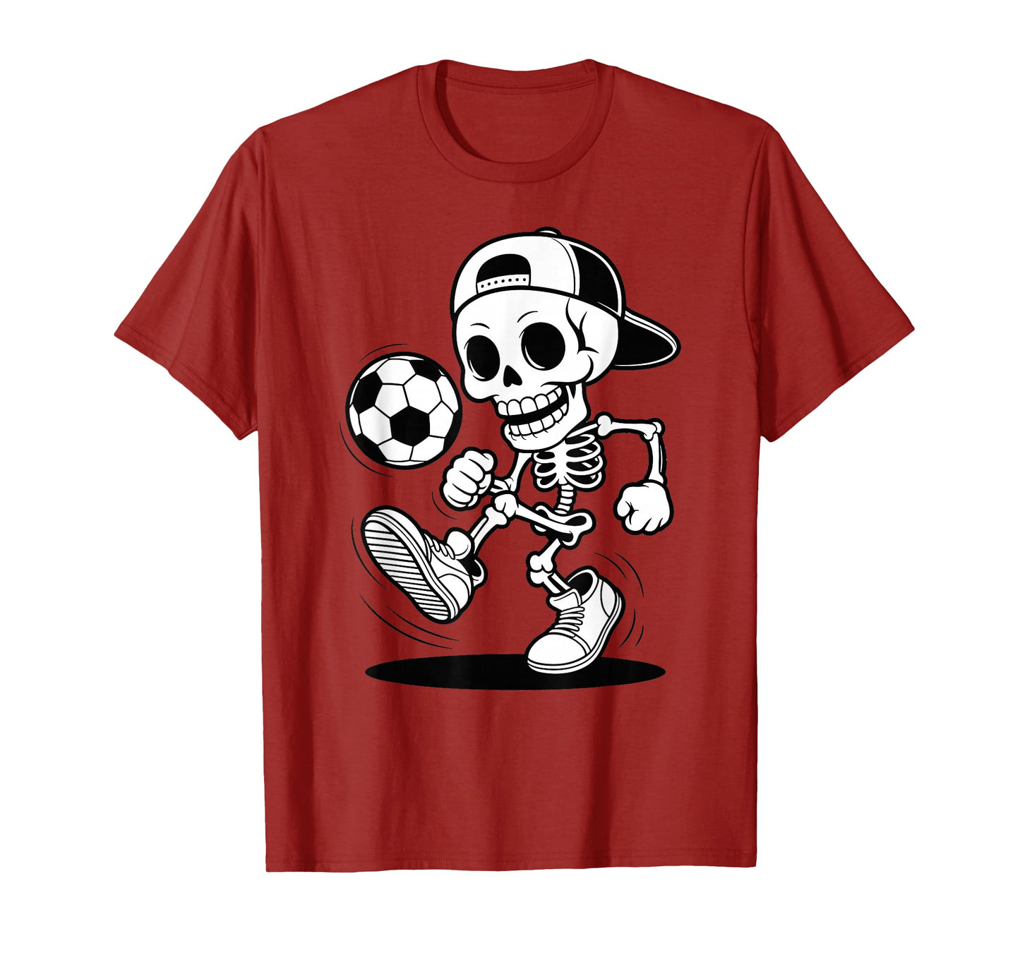 Halloween Soccer Skeleton Kicking Ball Cartoon T-Shirt