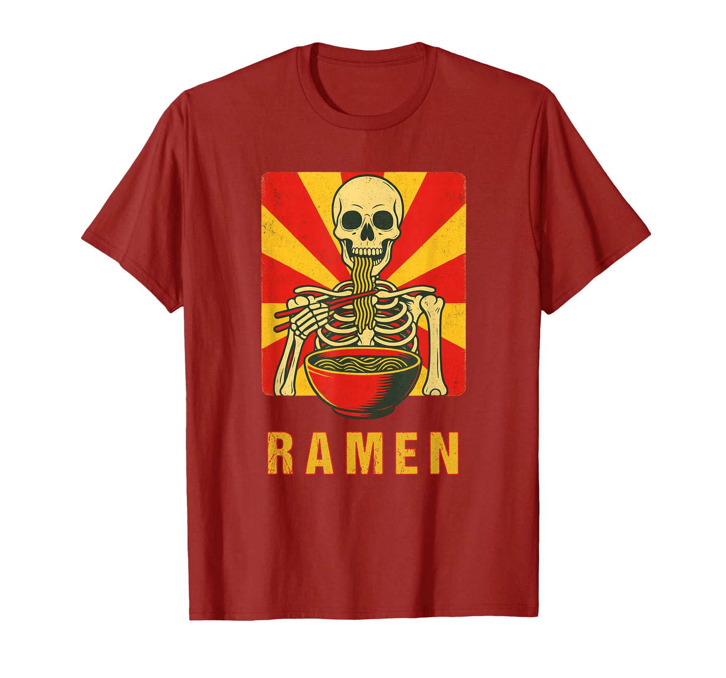 Halloween Skeleton Ramen Noodles Retro Japanese Goth T-Shirt