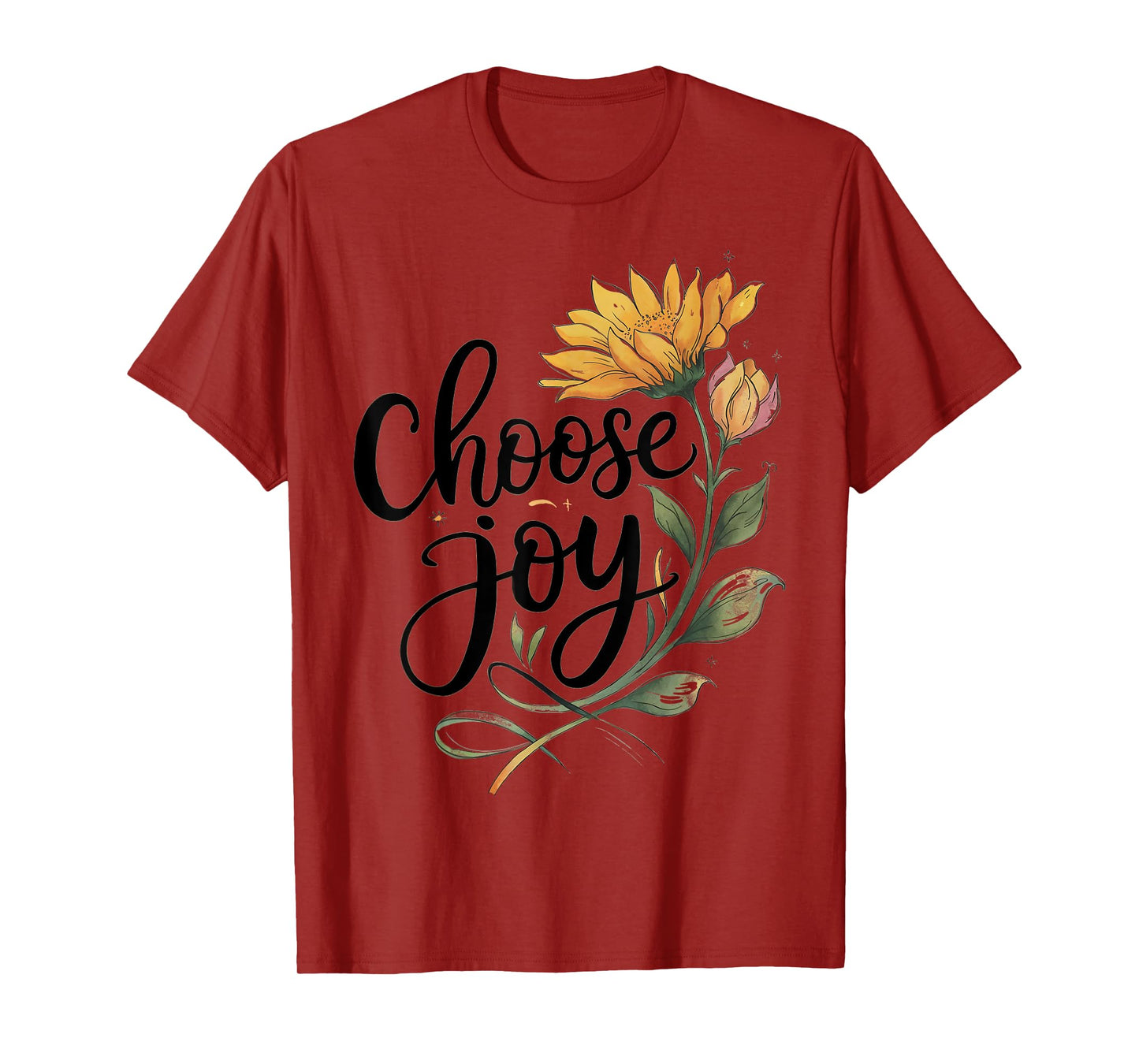 Choose Joy Inspirational Sunflower Floral Positive T-Shirt