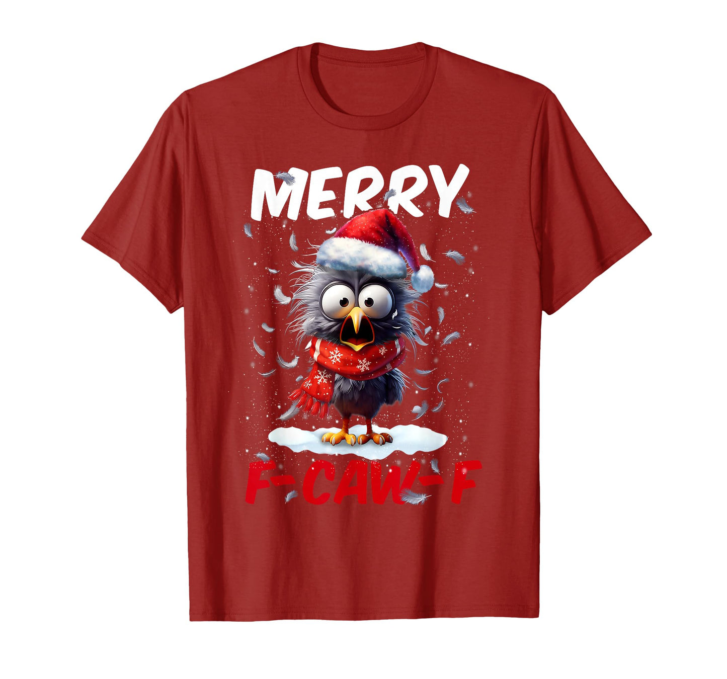 Merry F-Caw-F Funny Crow Raven Meme Xmas Christmas Holiday T-Shirt