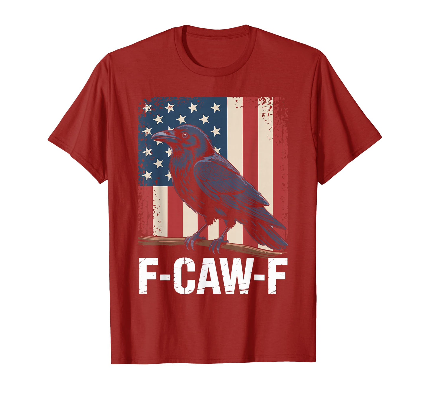 F Caw F Black Crow Black Bird Retro USA Flag Vintage T-Shirt
