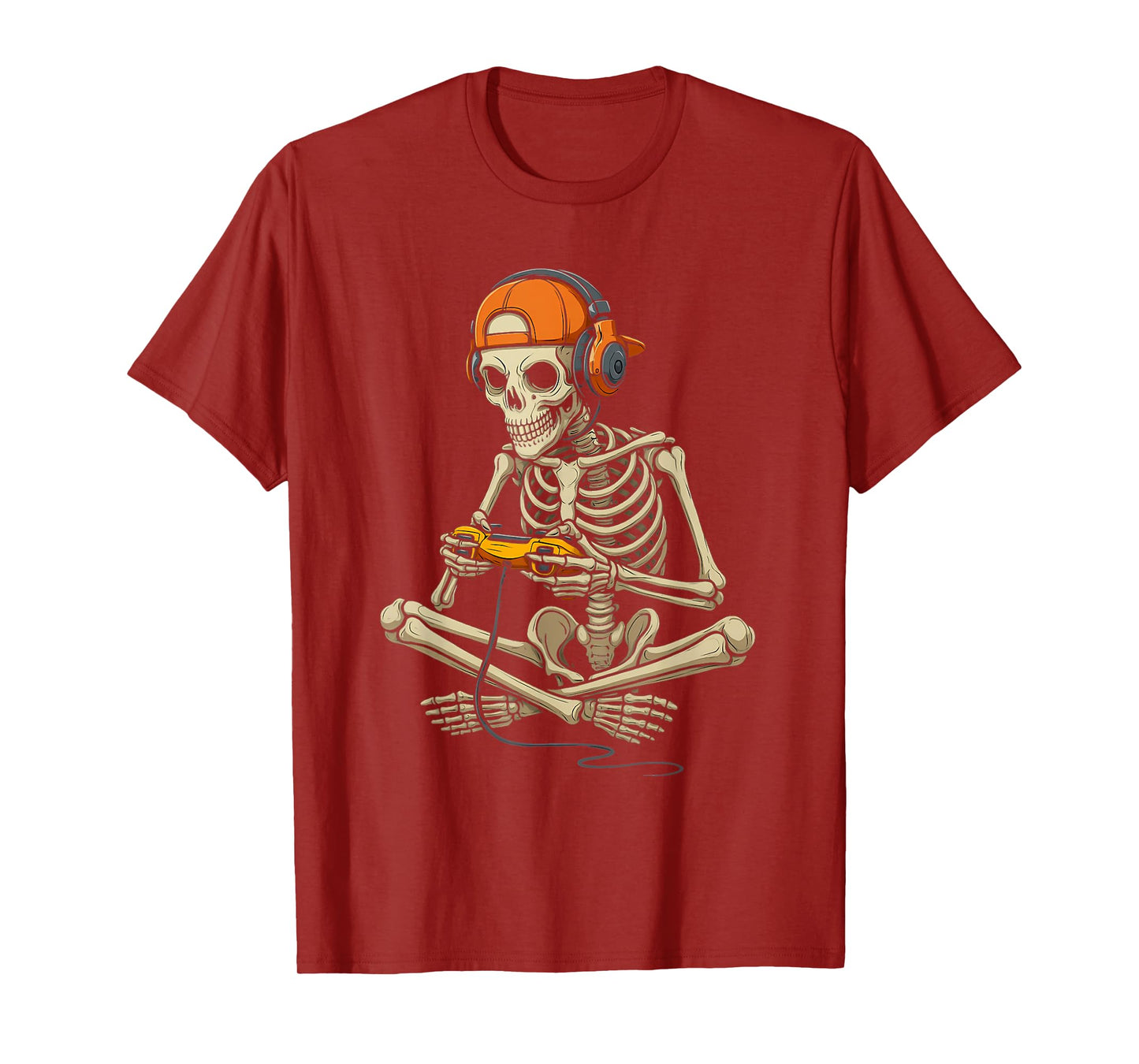 Halloween Cool Skeleton Gamer with Headphones and Controller T-Shirt