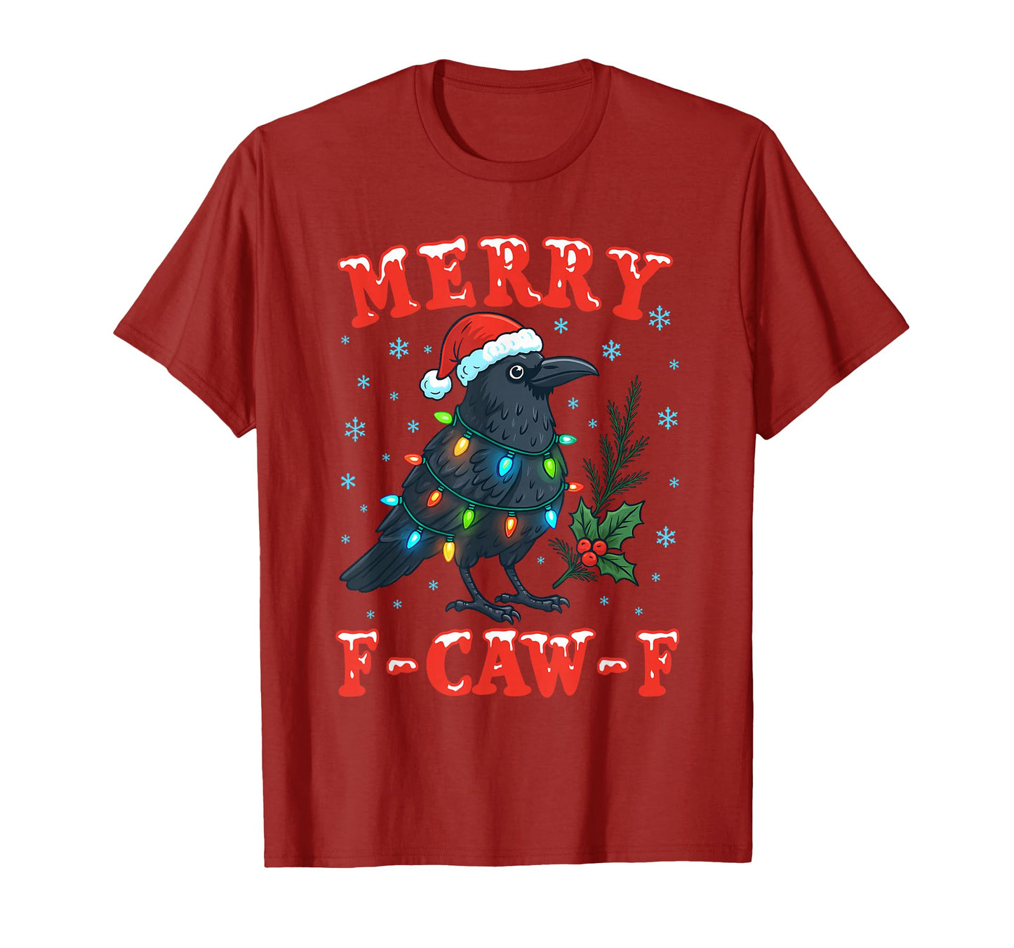 Coquette Merry Christmas F-Caw-F Crow, Santa Black Bird Tees T-Shirt