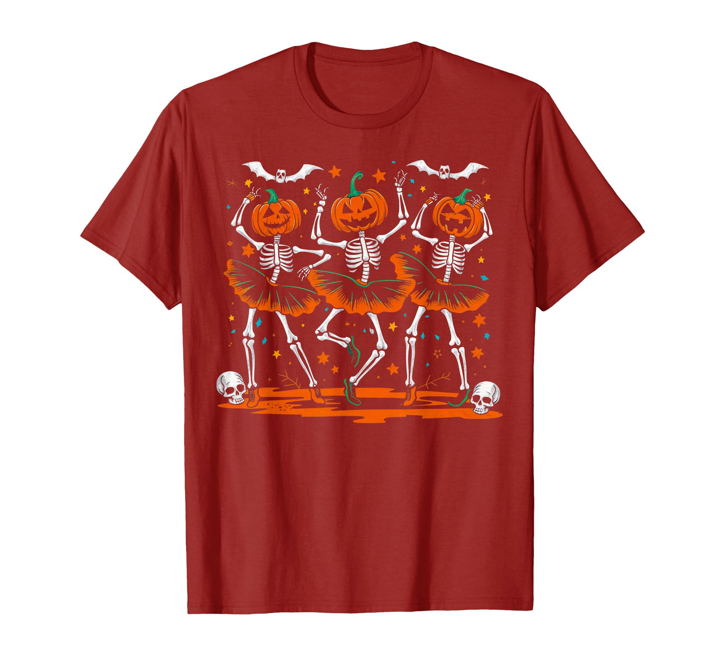 Ballet Pumpkin Skeleton Scary Halloween Men Women Kids T-Shirt