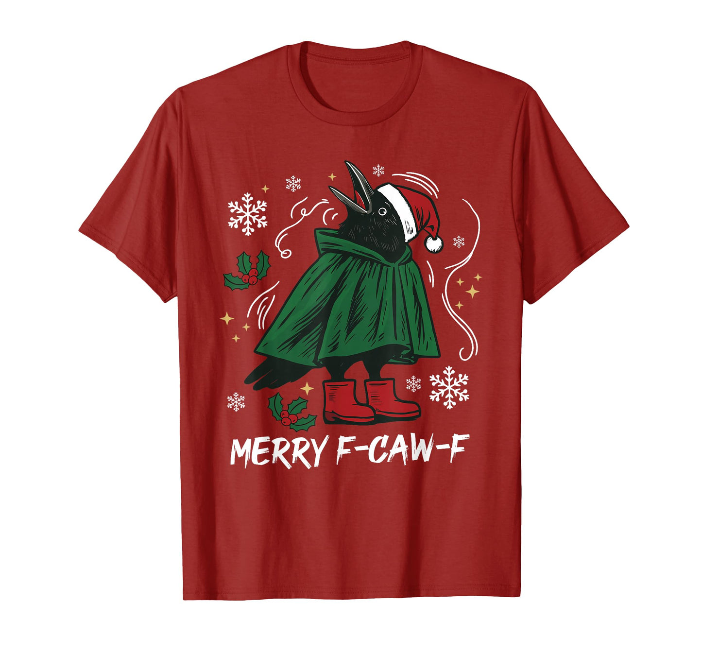 Christmas Black Crow, F-Caw-F Funny Black Bird Vintage Adult T-Shirt