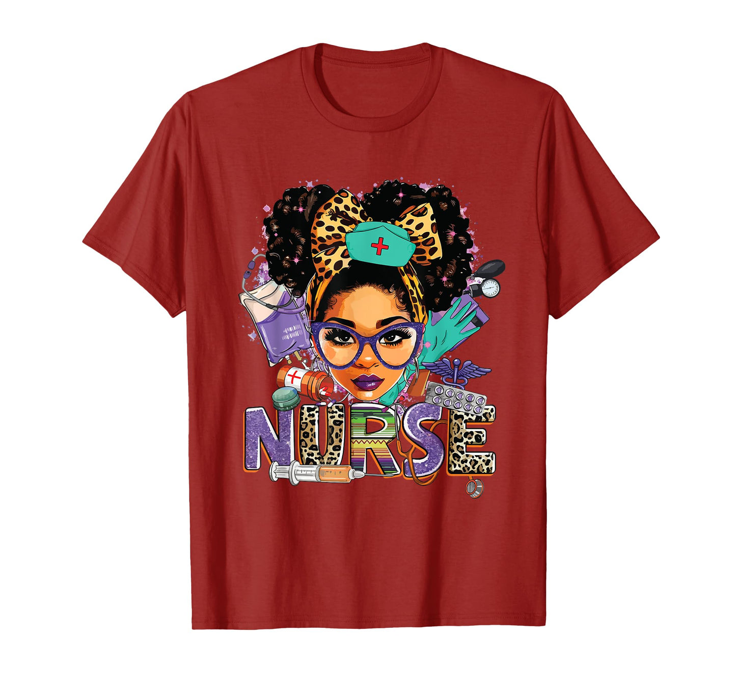 Black Strong Nurse Afro Love Melanin African American Women T-Shirt
